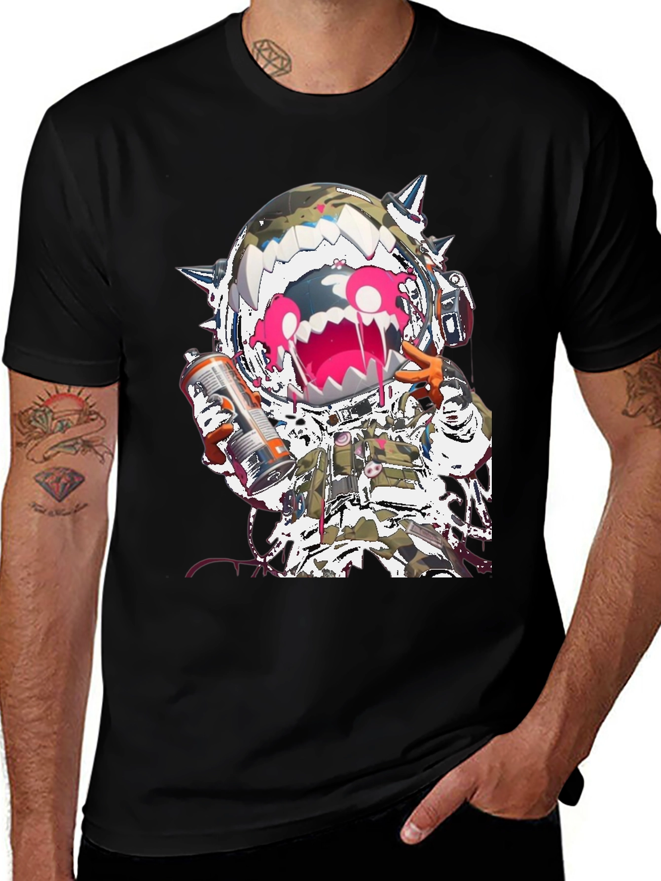 Variant 30 of Monster Astronaut Graphic Black T-Shirt