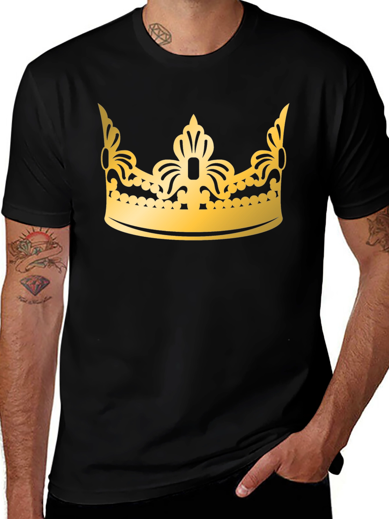 Variant 26 of Gold Crown Graphic Black T-Shirt