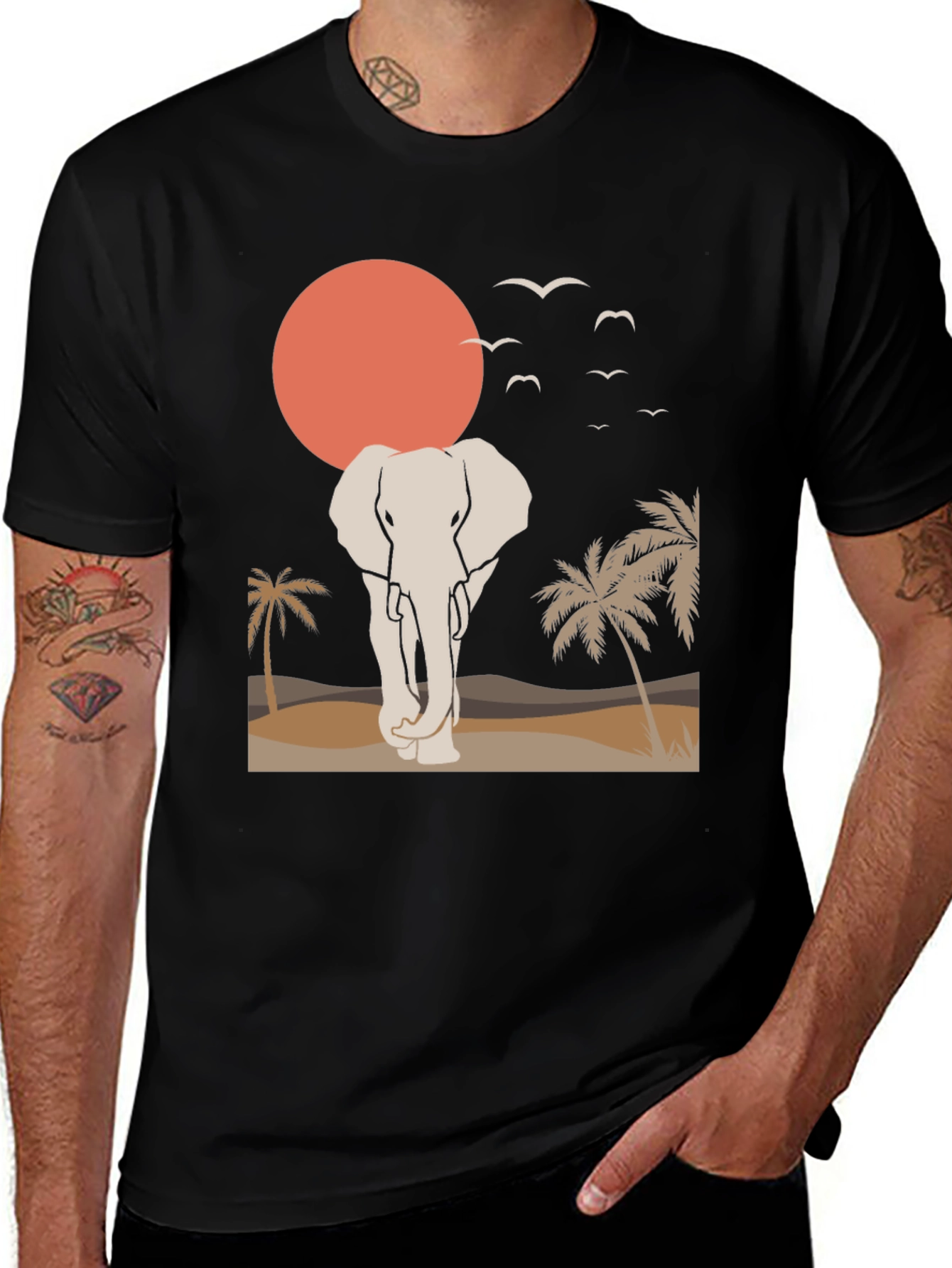 Variant 23 of Elephant Desert Sunset Graphic Tee