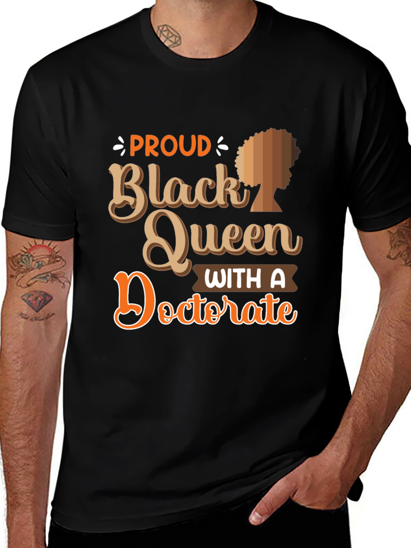 Proud Black Queen with Doctorate T-Shirt