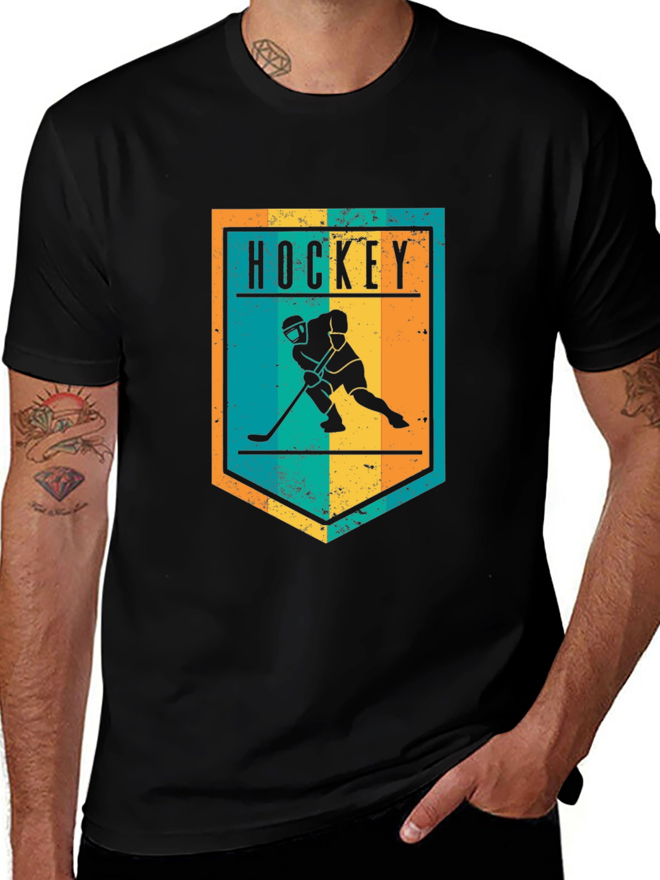 Variant 3 of Hockey Graphic Tee - Retro Style Black T-Shirt