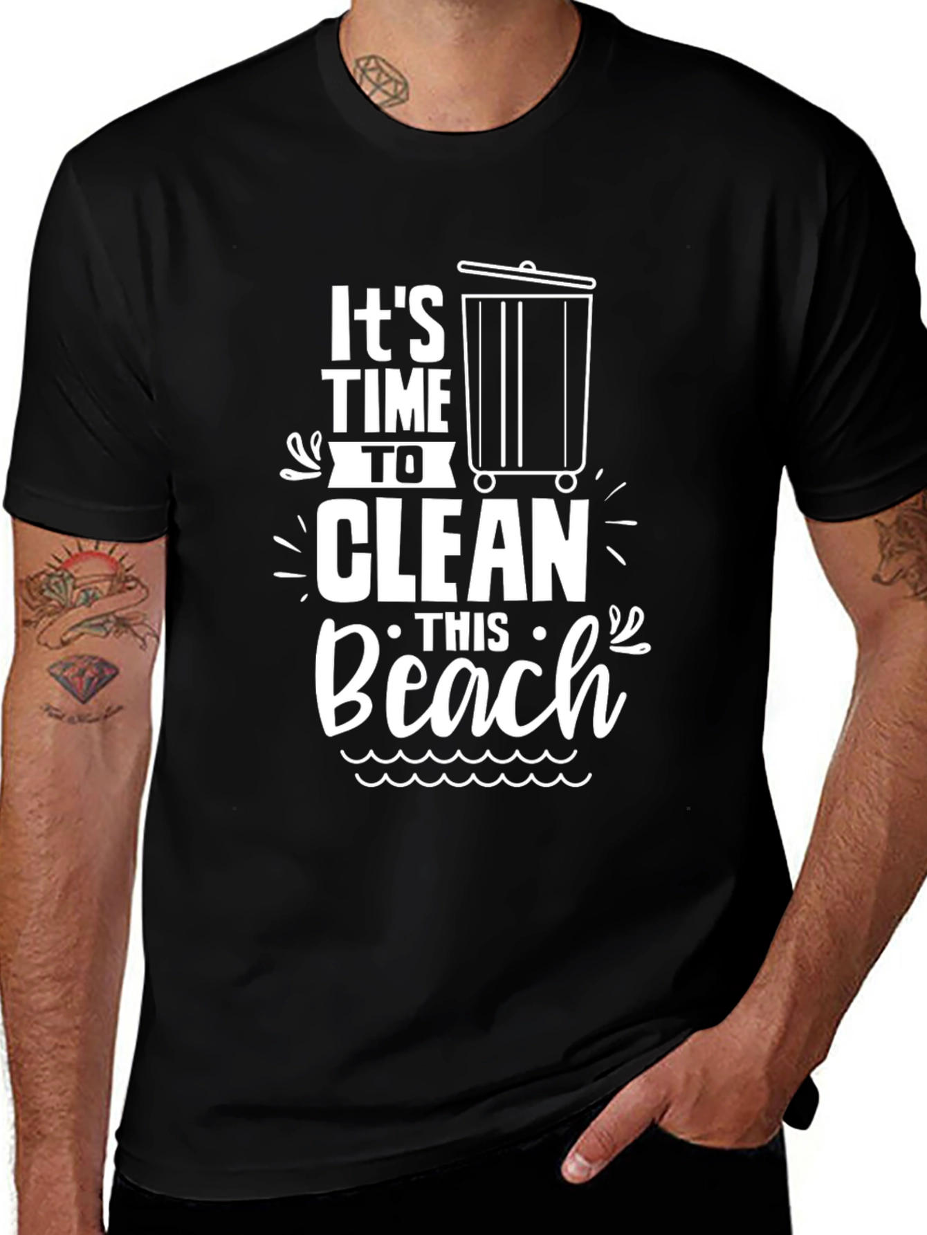 Variant 29 of Clean Beach T-Shirt - Time to Clean Up Black Tee