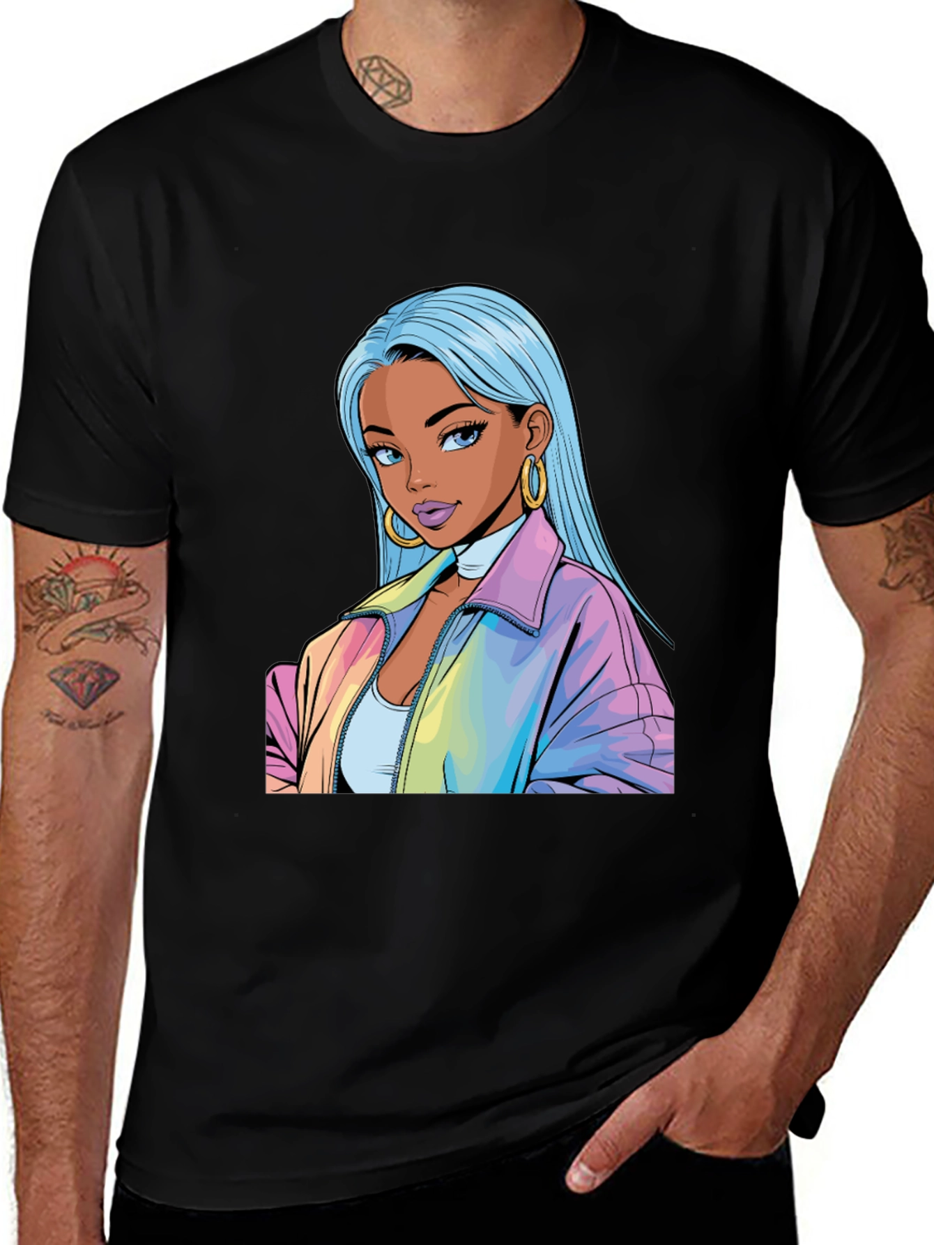 Variant 29 of Anime Girl Graphic Black T-Shirt