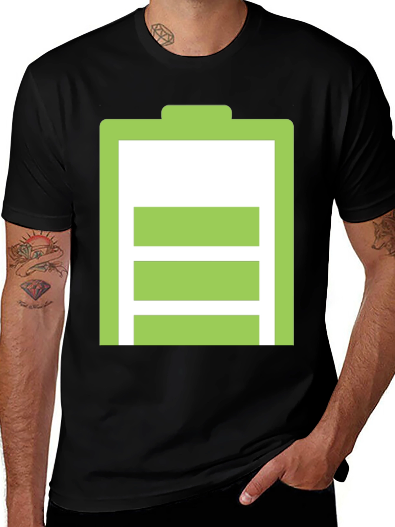 Battery Life Black T-Shirt - Full Charge Graphic Tee