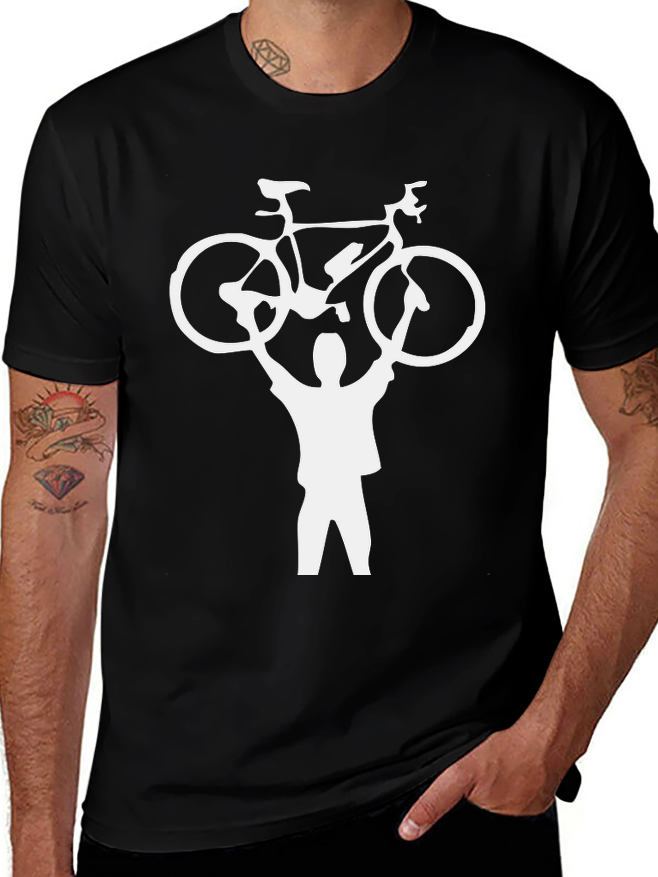 Variant 28 of Bike Champ T-Shirt - Black Cotton Graphic Tee