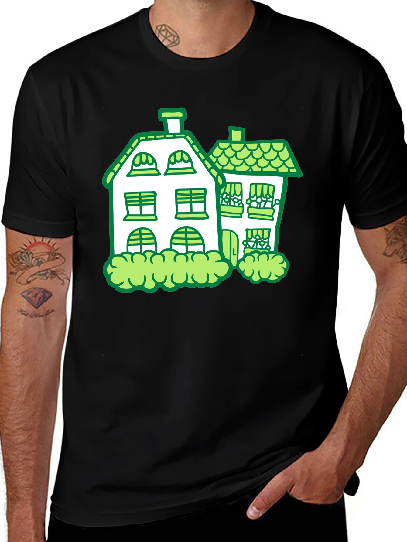 Variant 10 of Cute Cartoon House Graphic T-Shirt
