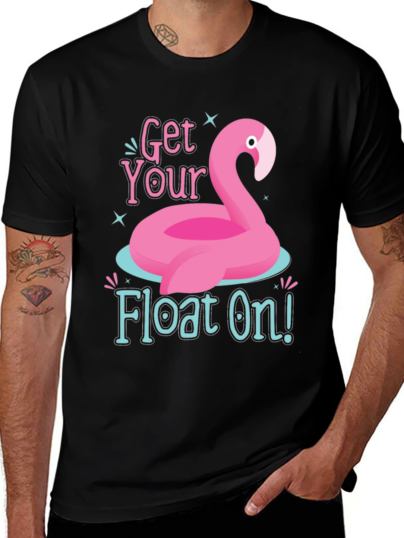 Funny Flamingo Float On Graphic T-Shirt