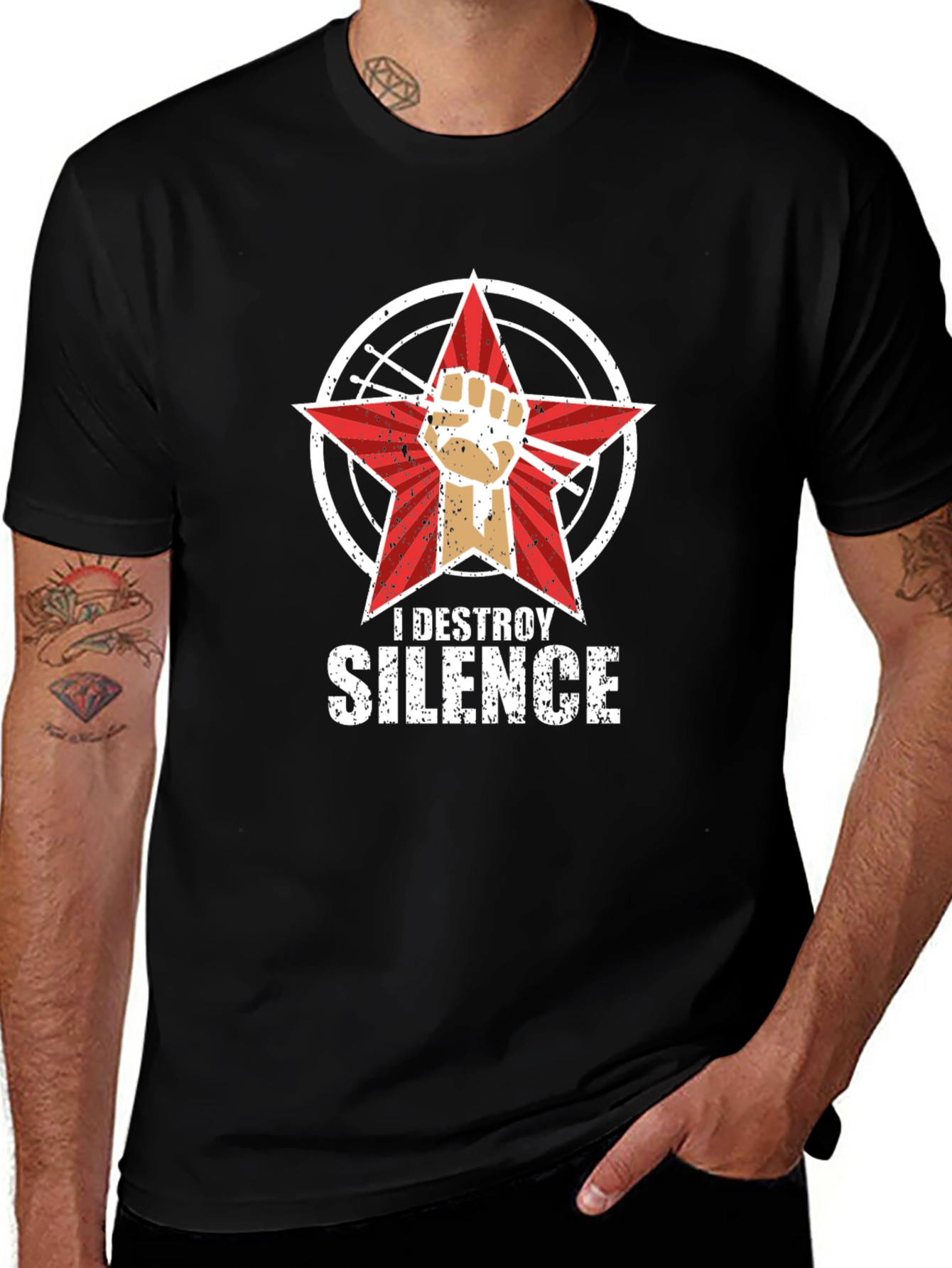 Variant 15 of I Destroy Silence Black Graphic T-Shirt