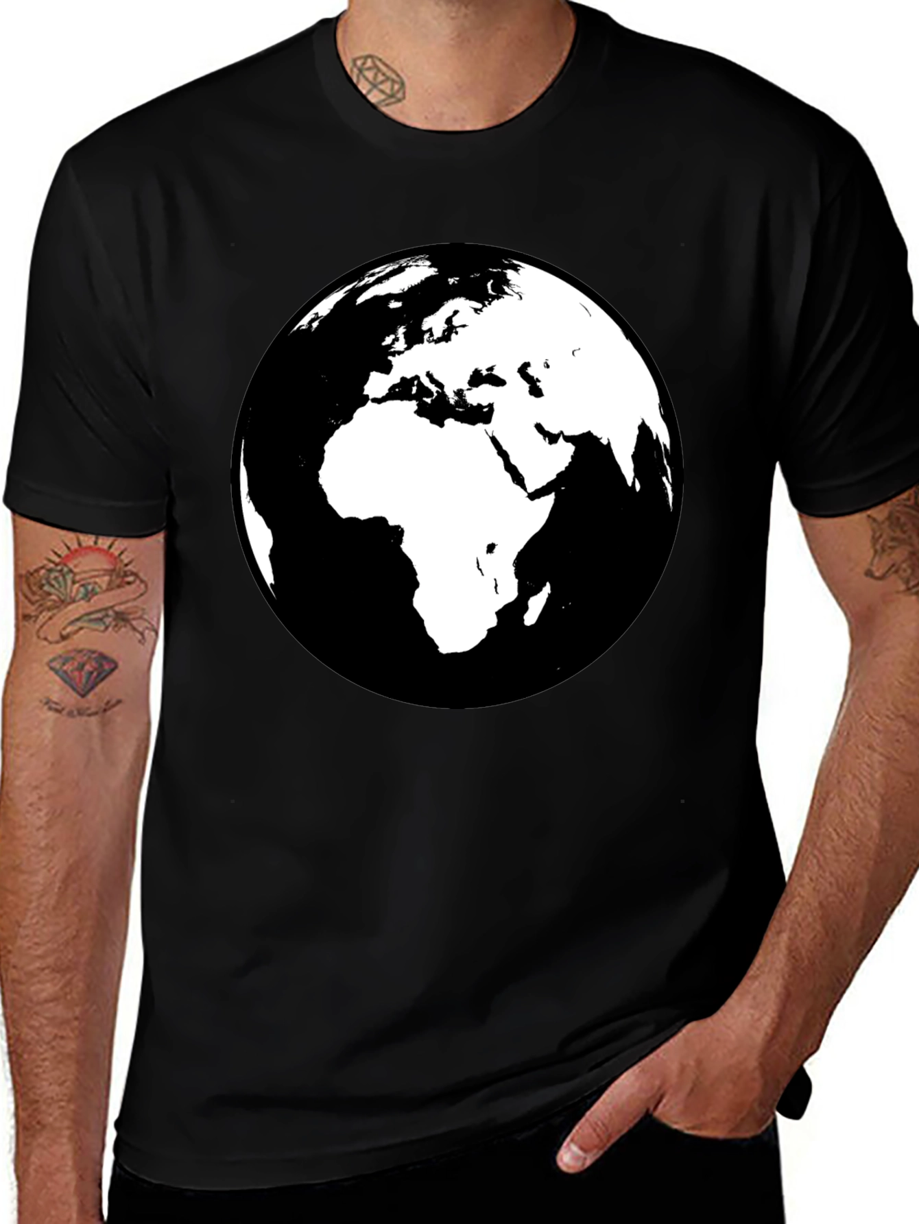 Variant 30 of Earth Graphic Black T-Shirt