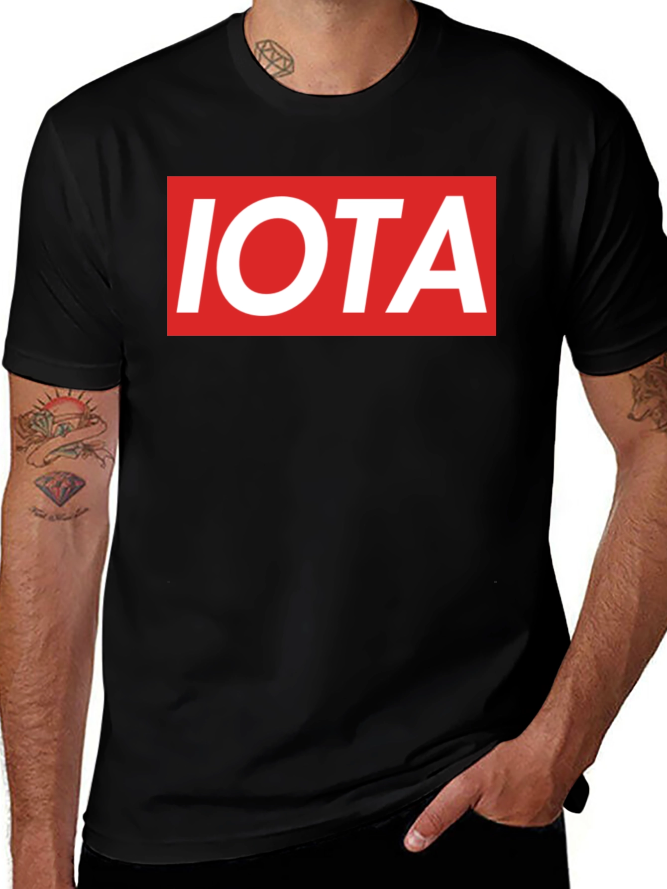 Variant 21 of IOTA Red Box Logo Black T-Shirt - Modern Casual Style