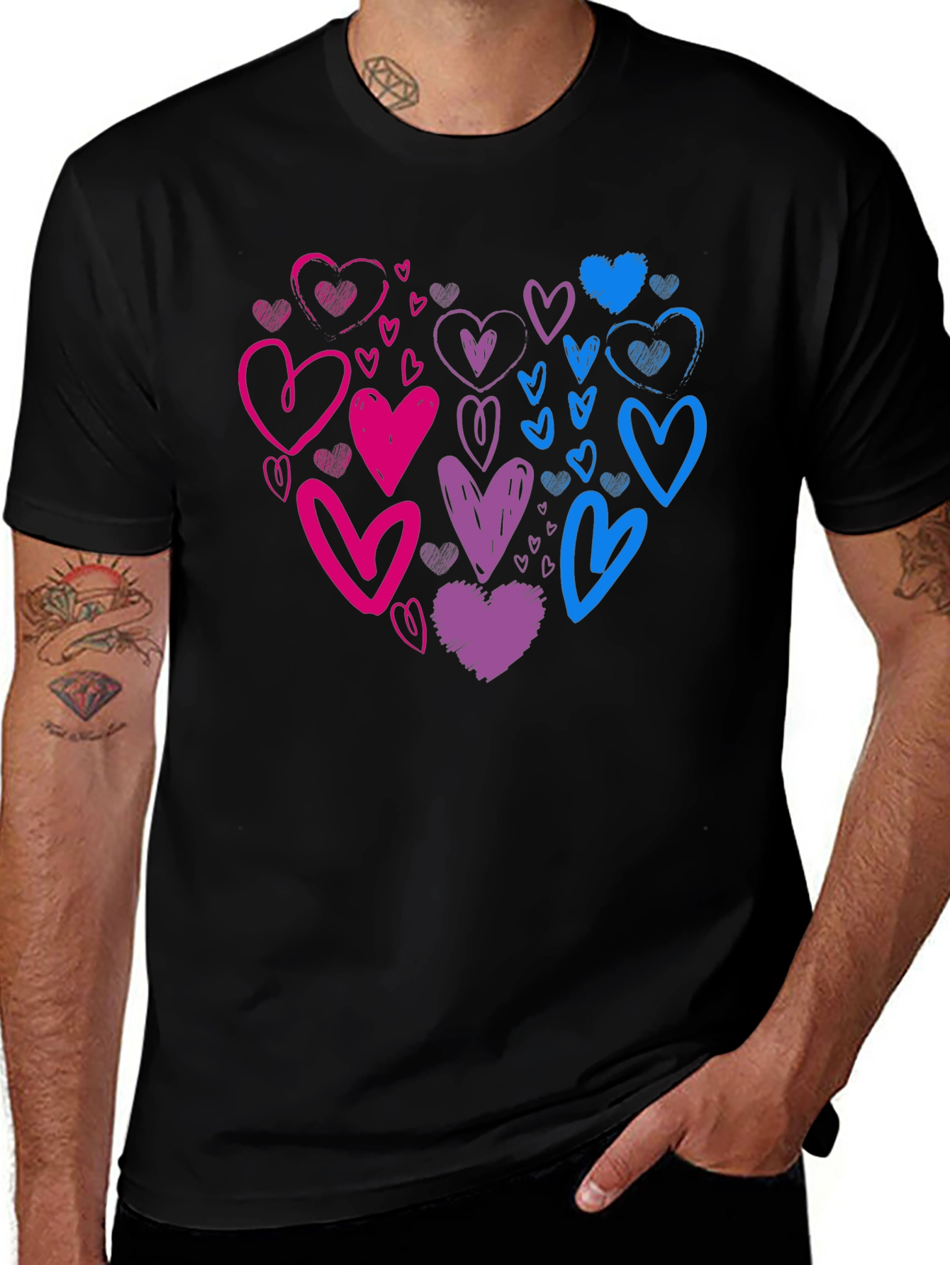 Variant 11 of Bisexual Pride Heart T-Shirt
