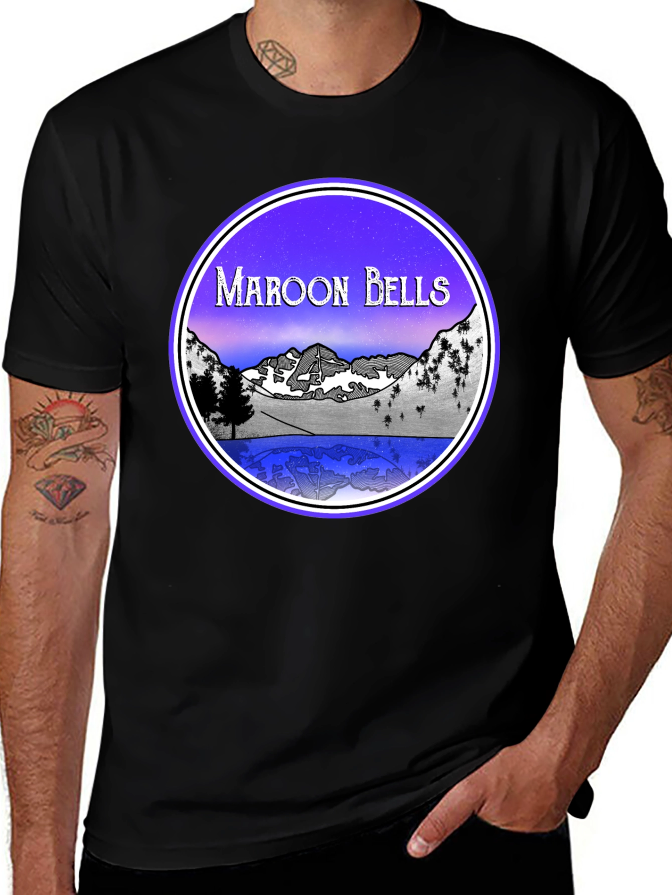 Variant 19 of Maroon Bells Graphic Tee - Mountain Lake Scene