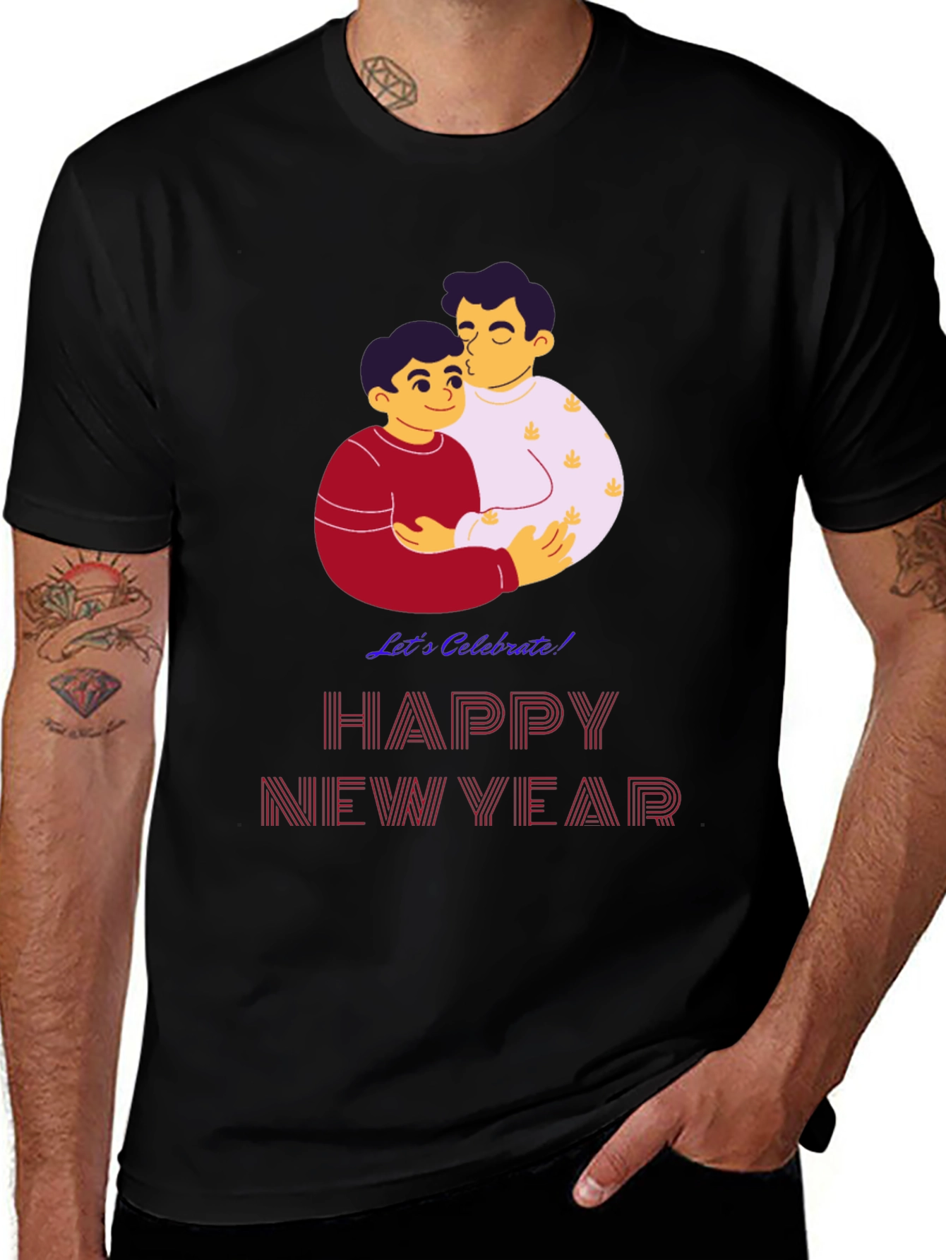 Happy New Year Gay Pride Celebration Black T-Shirt