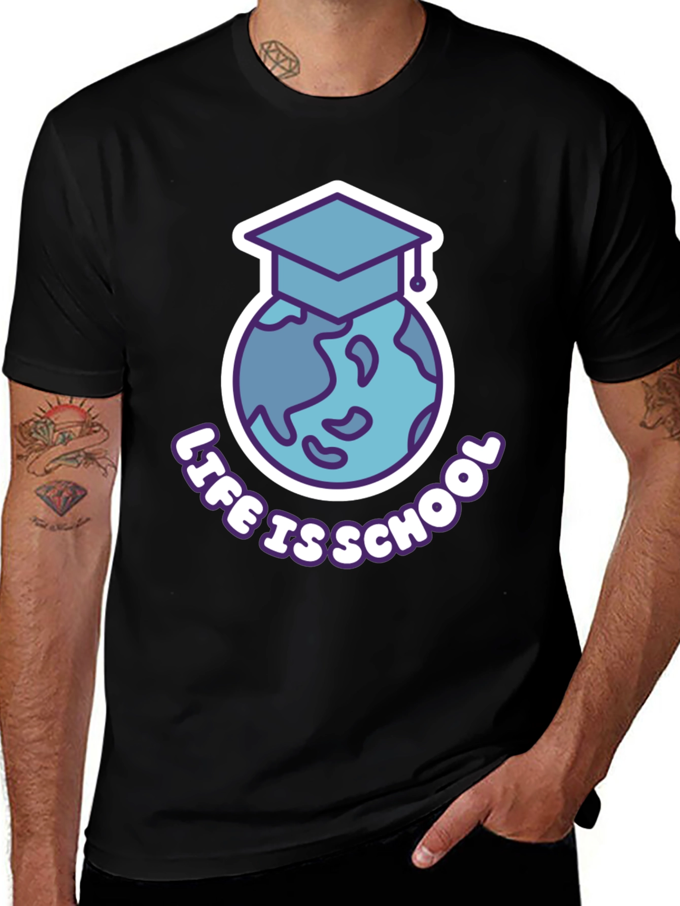 Black Life is School T-Shirt - Graduation Earth Design main image