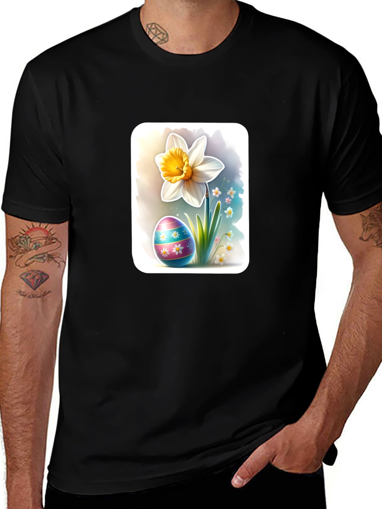 Easter Egg & Daffodil Graphic T-Shirt