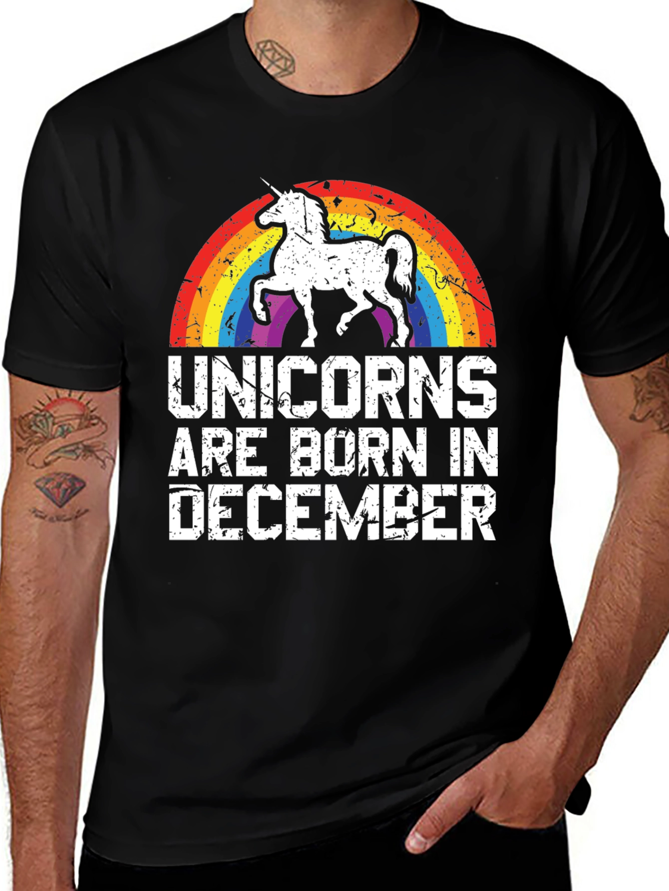 Variant 24 of Unicorns Born in December Black T-Shirt