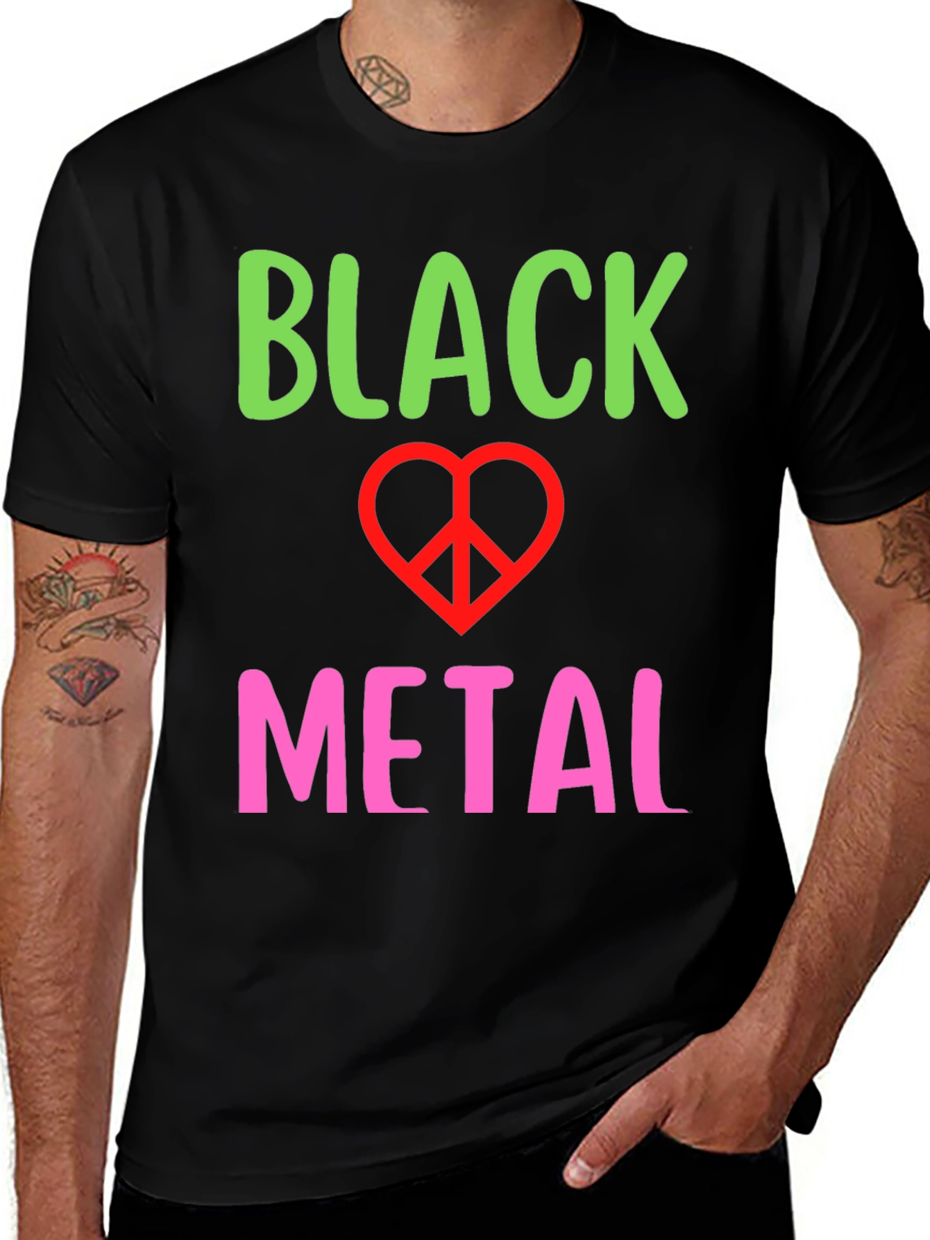 Variant 28 of Black Metal Peace Sign Graphic Tee