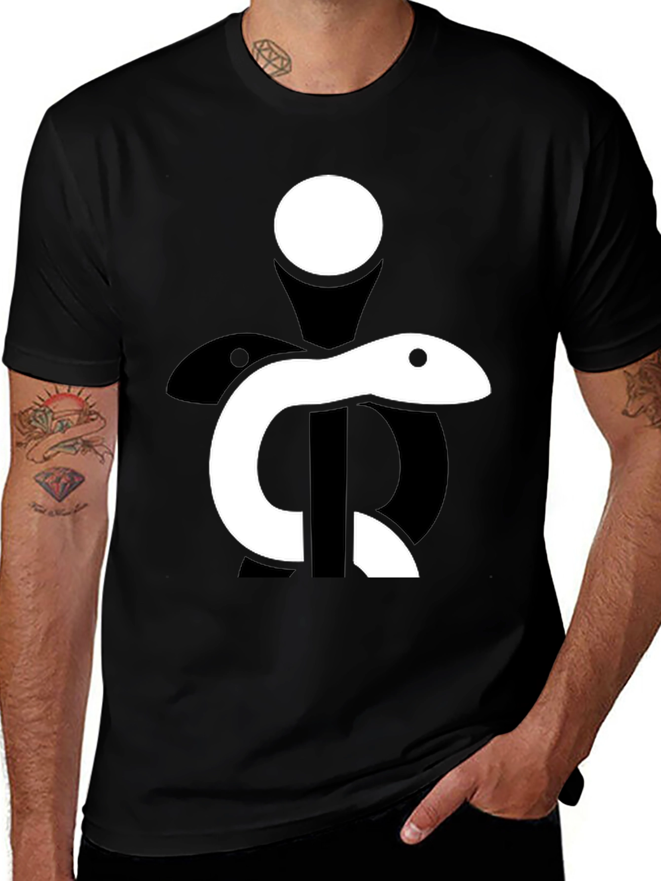 Variant 21 of Modern Snake Graphic Black T-Shirt