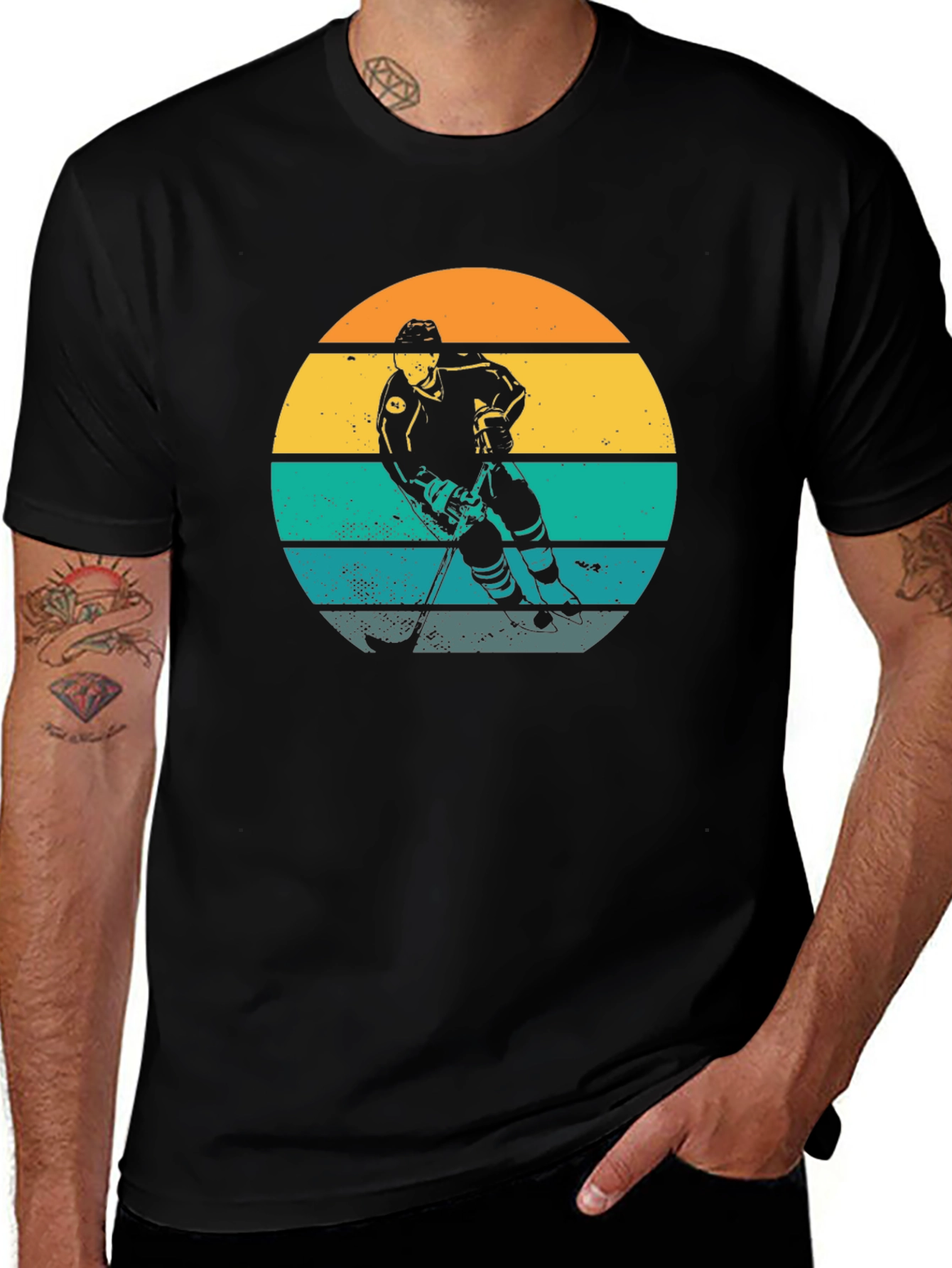 Variant 20 of Retro Hockey Player Sunset Graphic T-Shirt