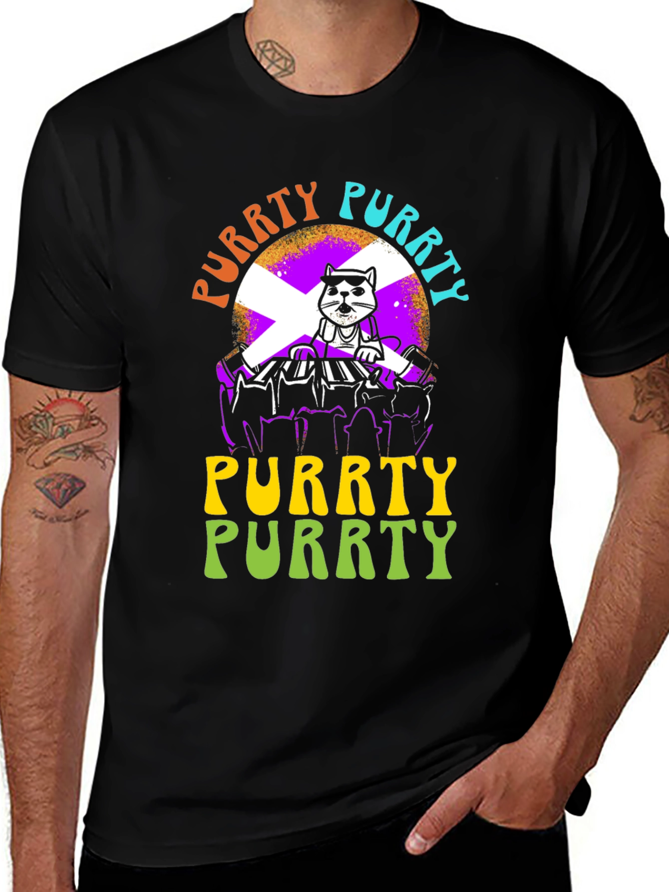 Variant 3 of Purrty Purrty Cat DJ Graphic T-Shirt