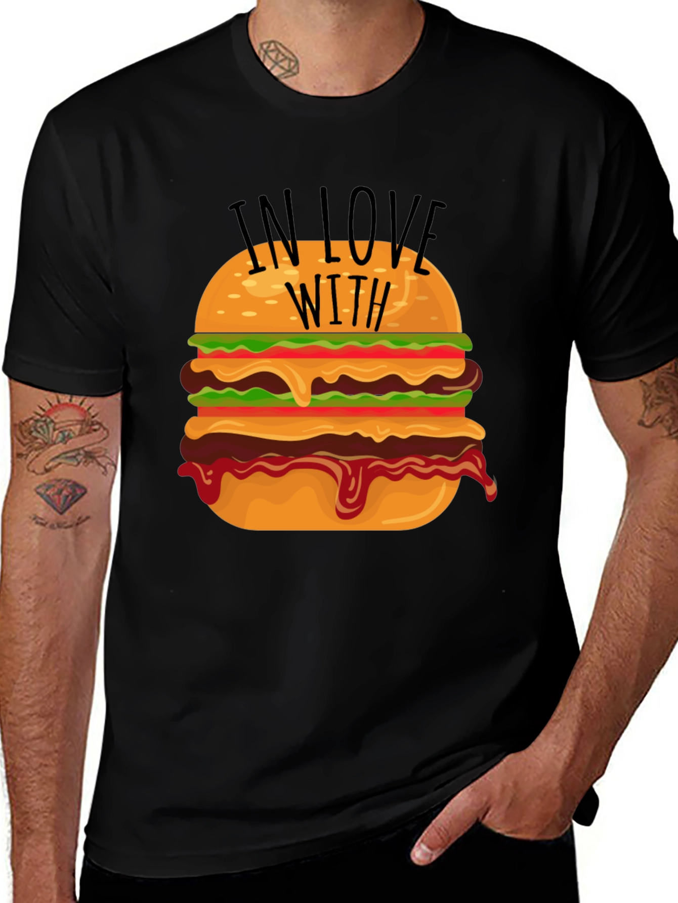 Variant 28 of In Love With Burger Graphic T-Shirt - Black