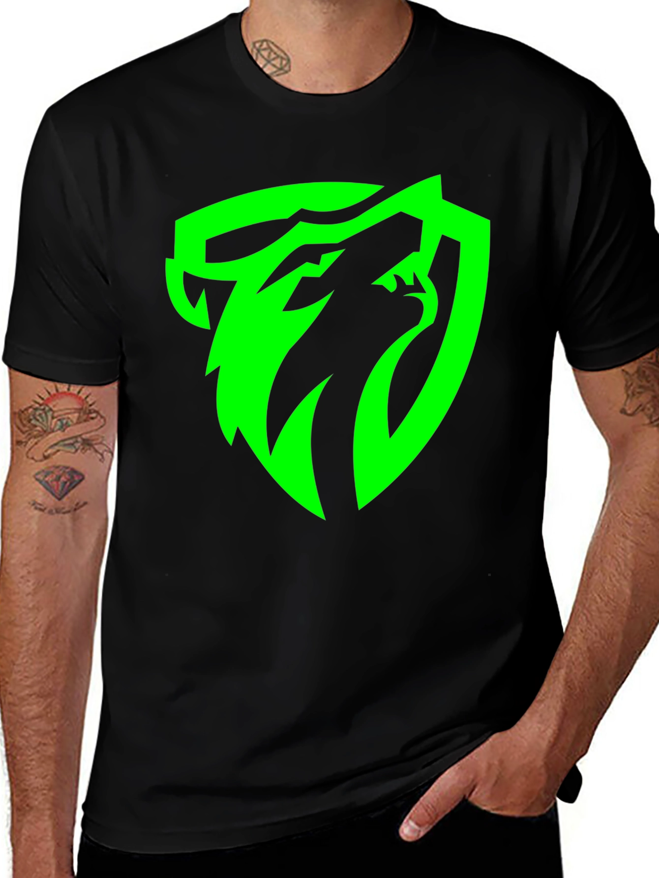 Black T-Shirt with Green Snake Logo