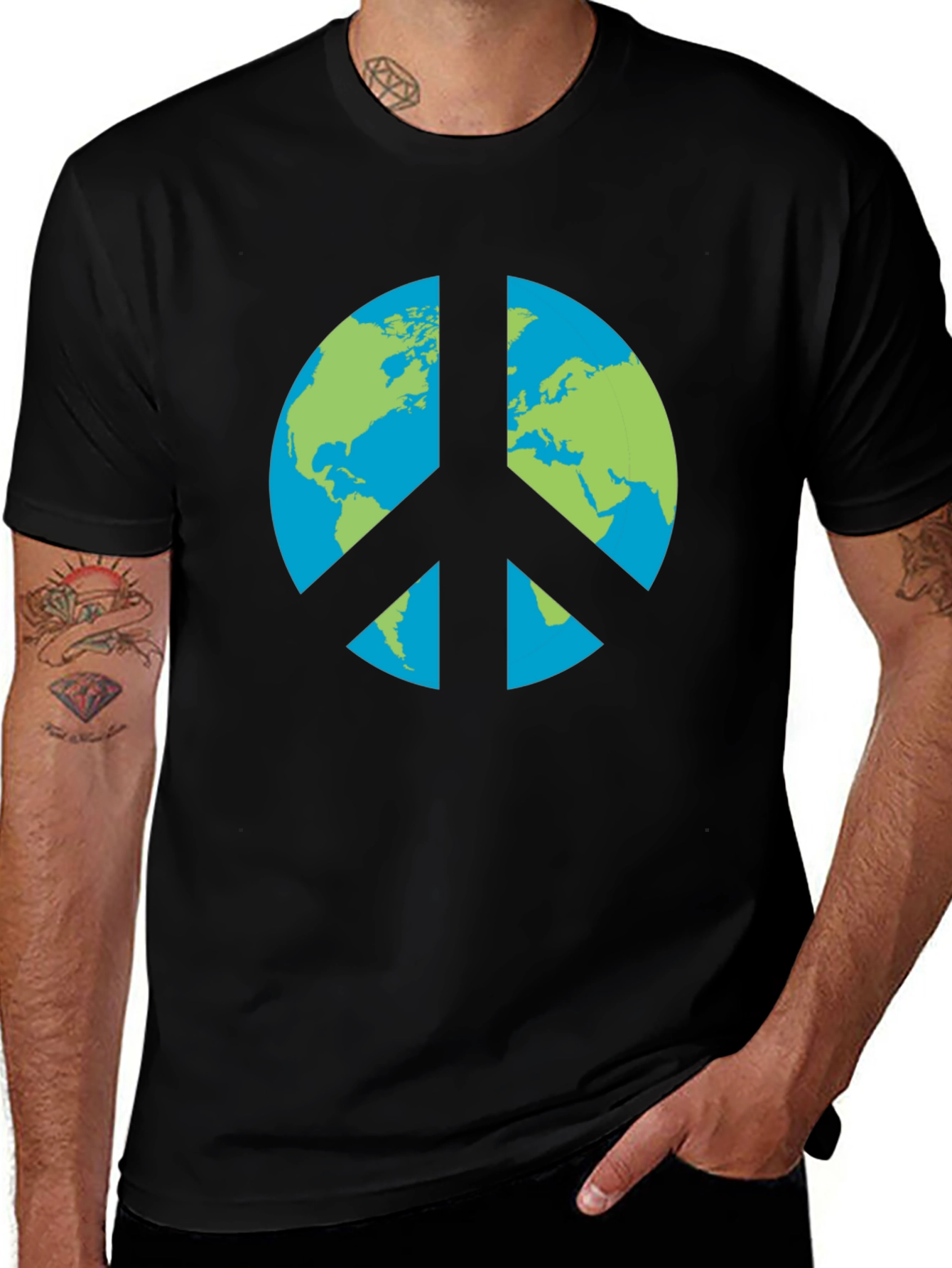 Variant 17 of Earth Peace Sign Graphic T-Shirt