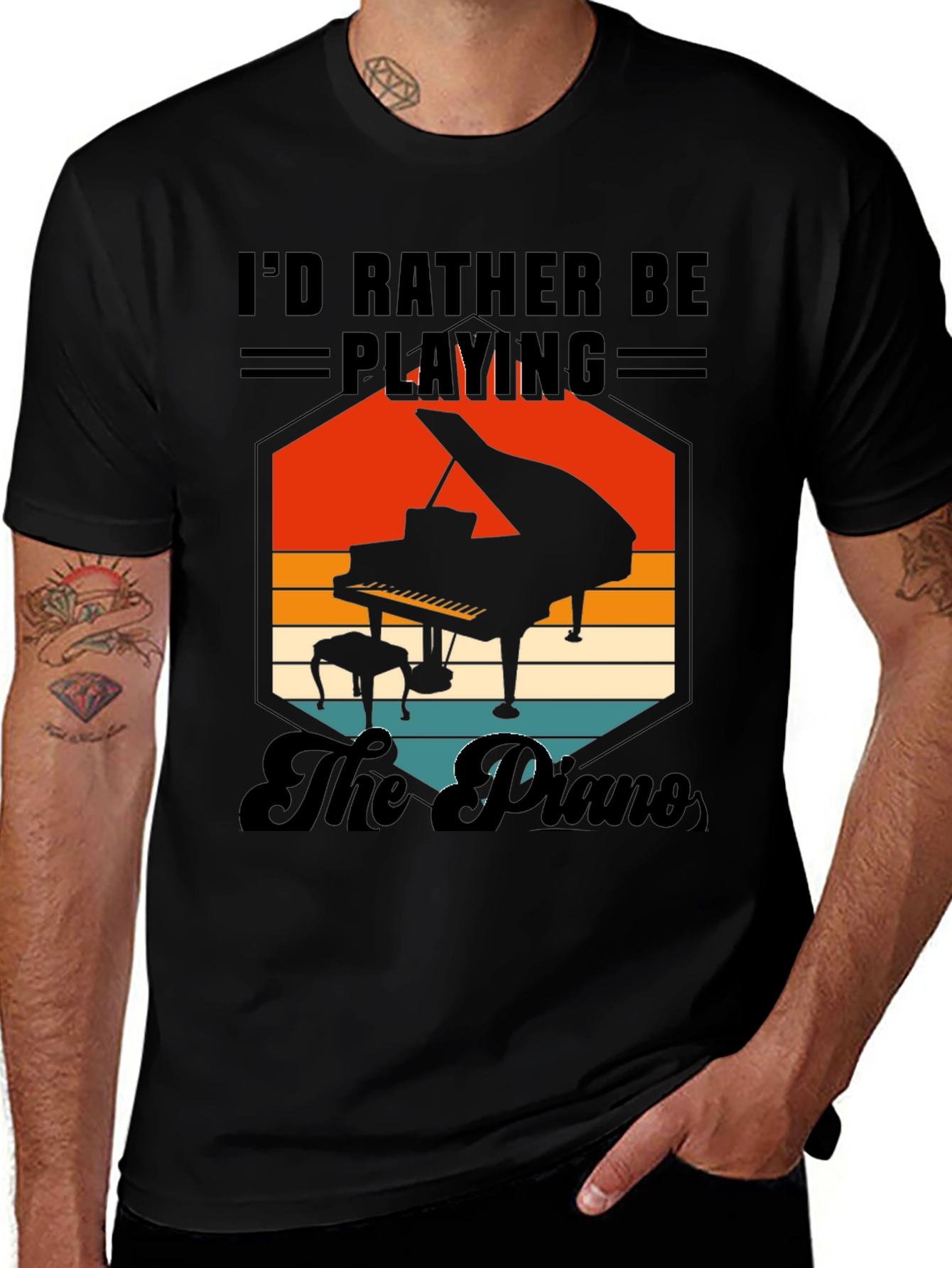 Variant 6 of I'd Rather Be Playing The Piano Black T-Shirt