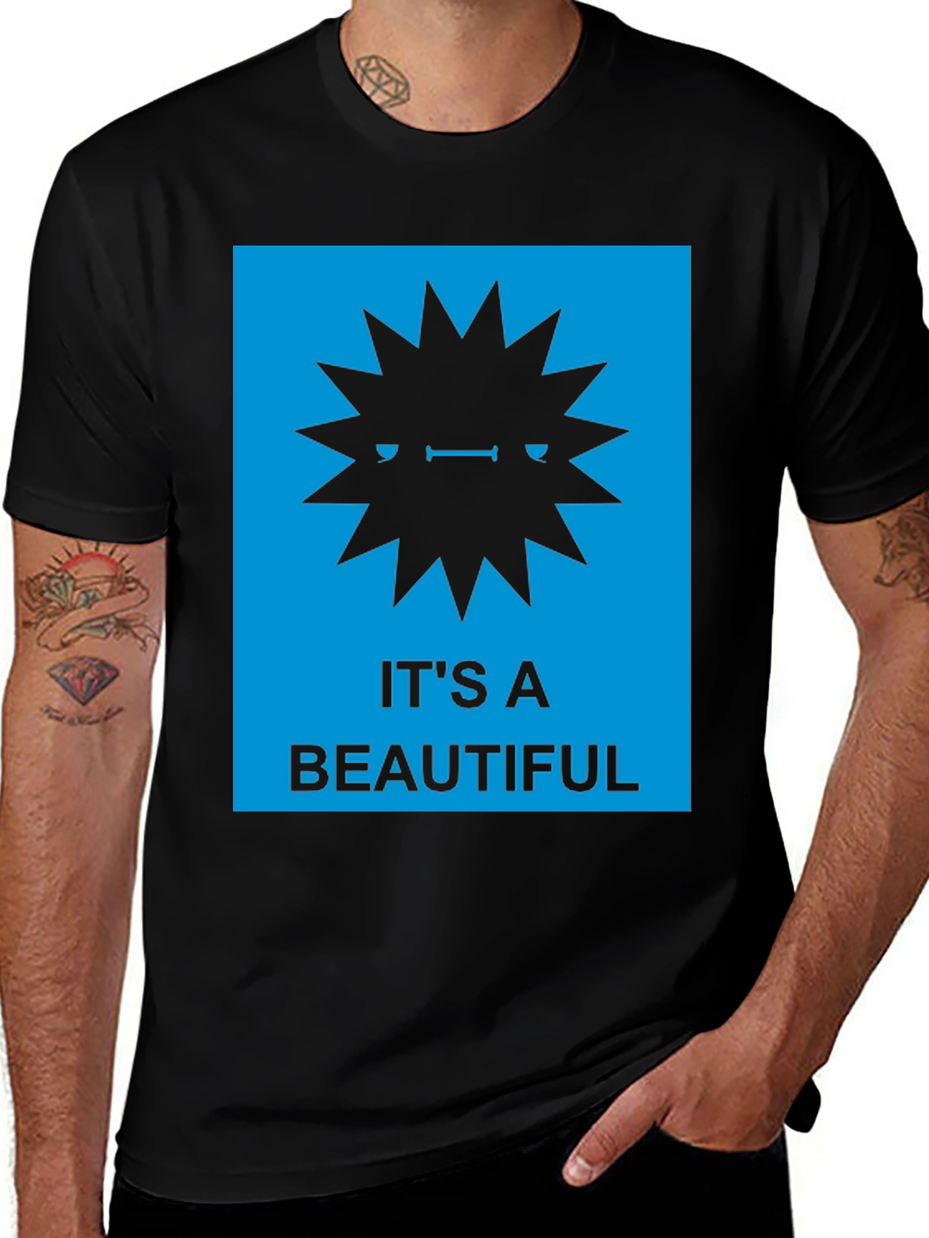 Black It's A Beautiful Star Burst T-Shirt main image