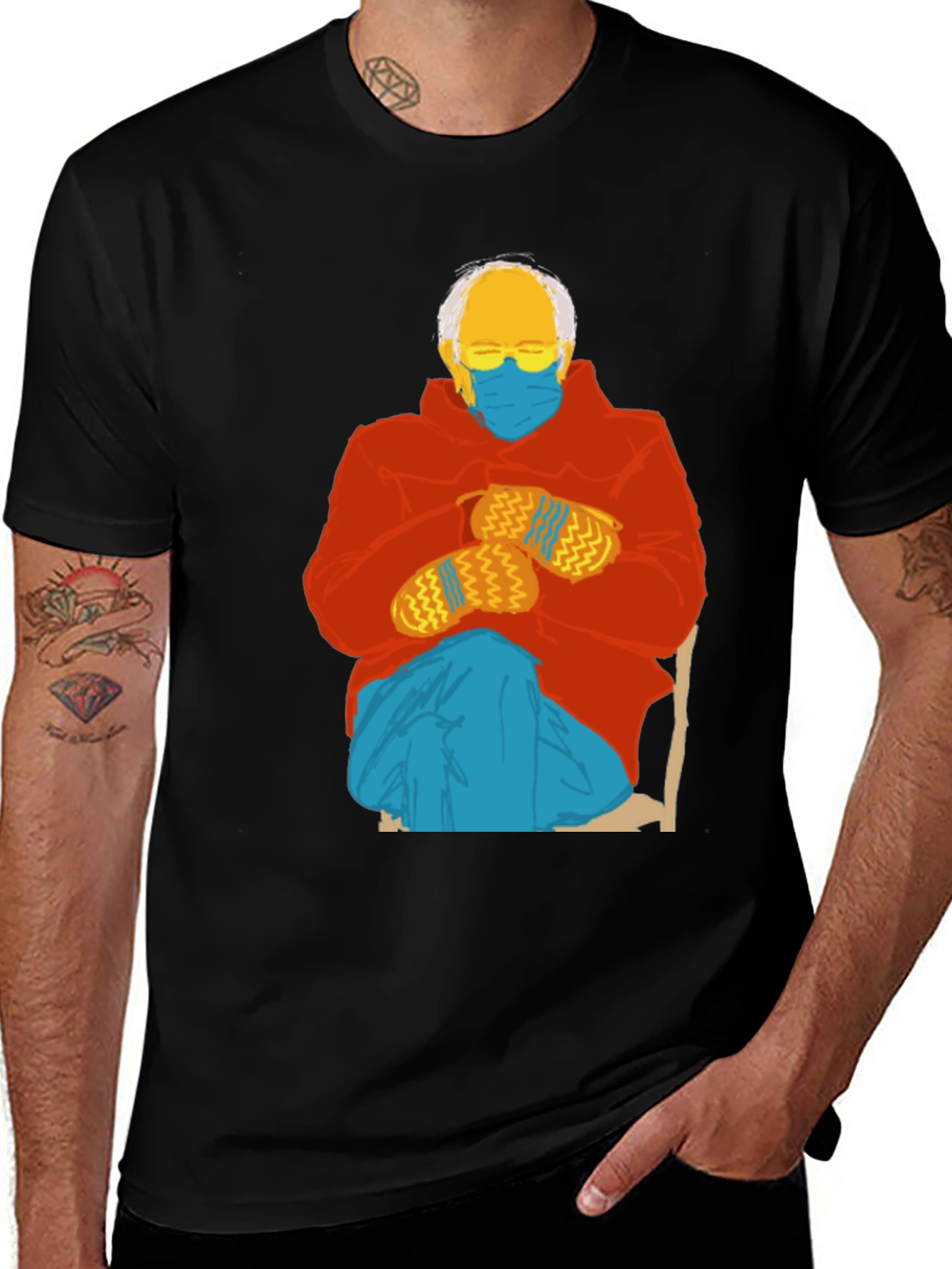 Bernie Mittens T-Shirt - Black Graphic Tee