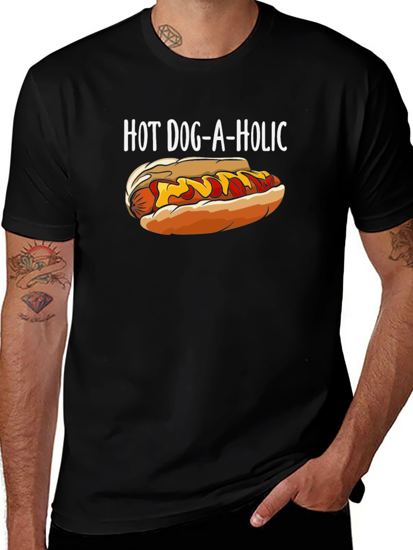 Variant 7 of Hot Dog-A-Holic T-Shirt - Funny Foodie Tee