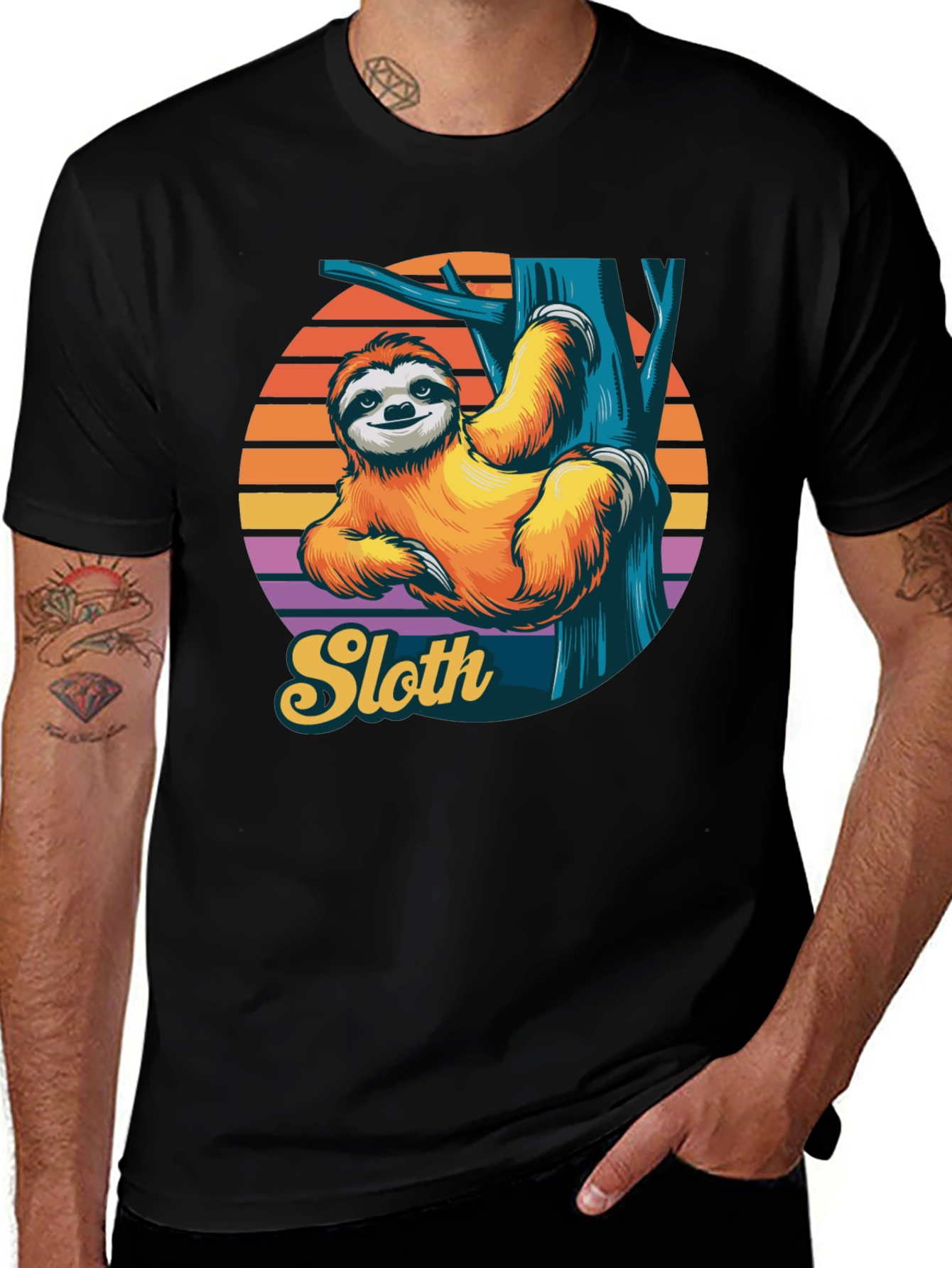 Black Sloth Graphic Tee - Relaxed Retro Style Shirt main image