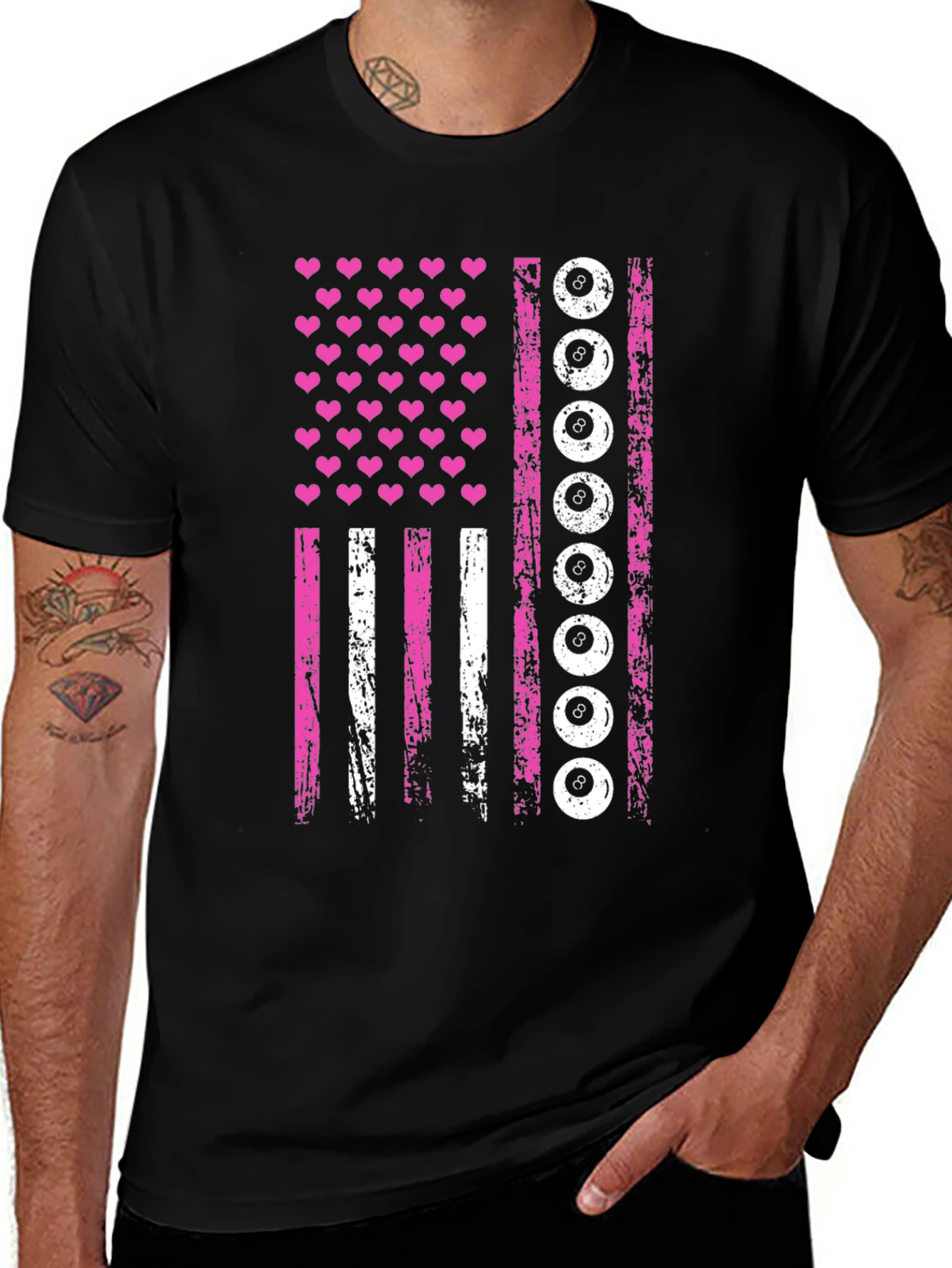 Variant 30 of Pink Eight Ball American Flag T-Shirt
