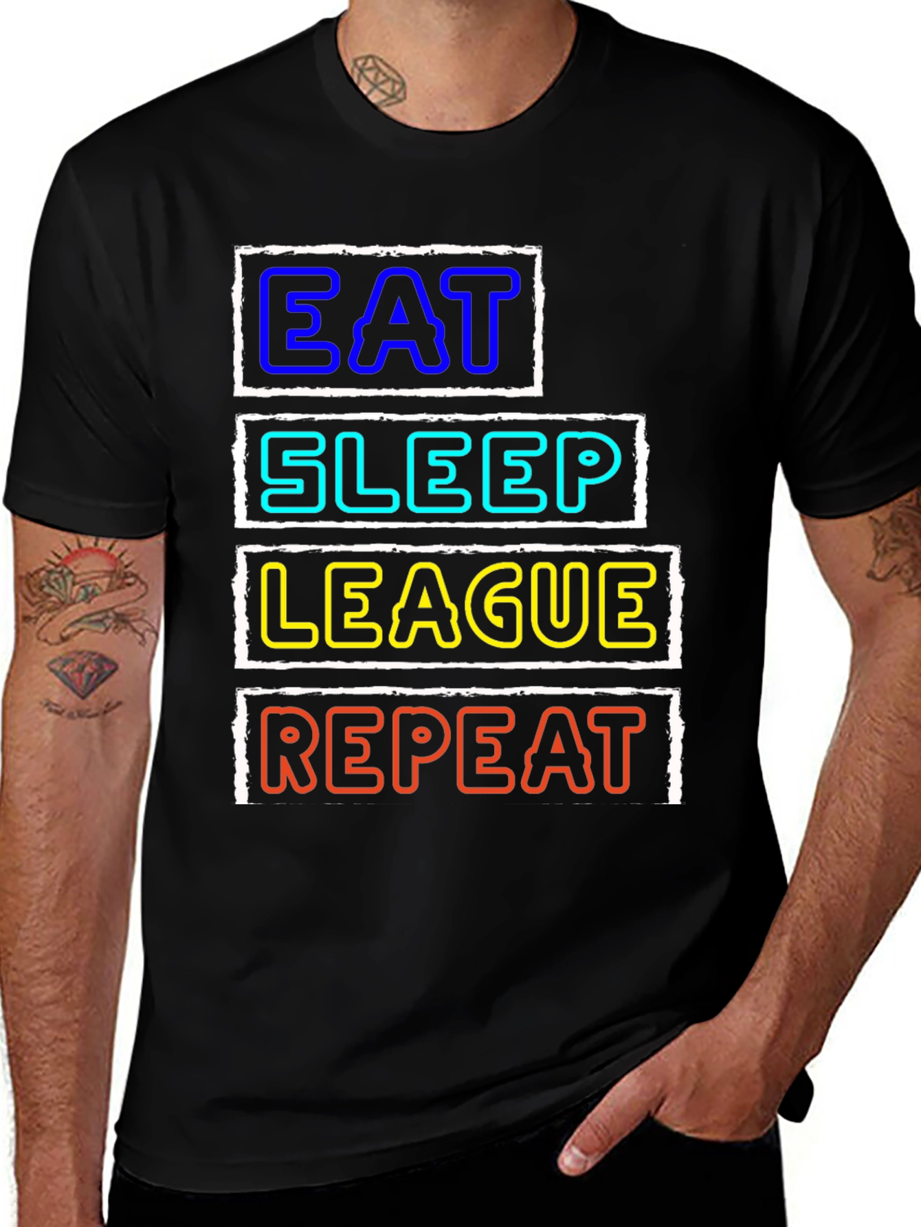 Variant 18 of Eat Sleep League Repeat Black T-Shirt