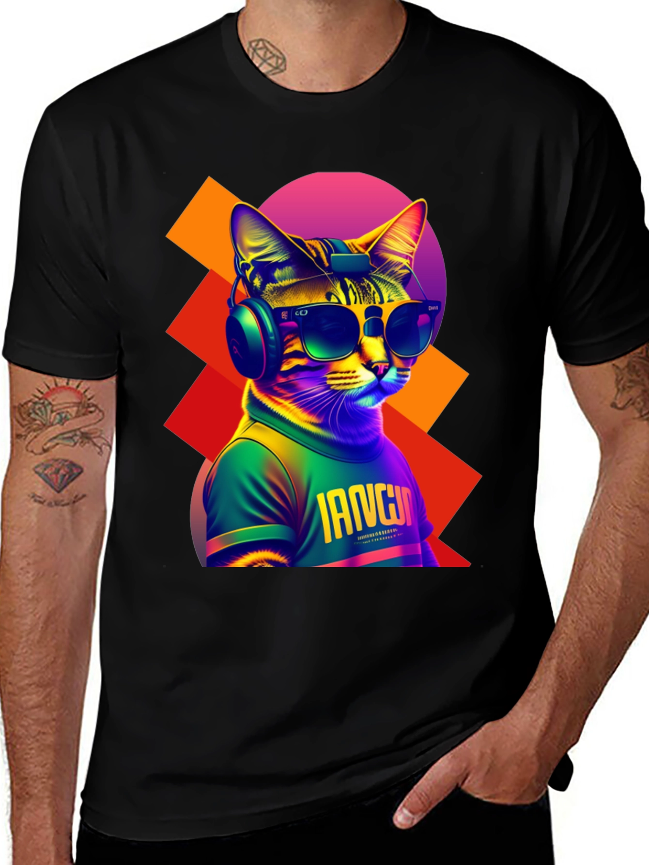 Variant 2 of Cool Cat Graphic Tee - Trendy Streetwear