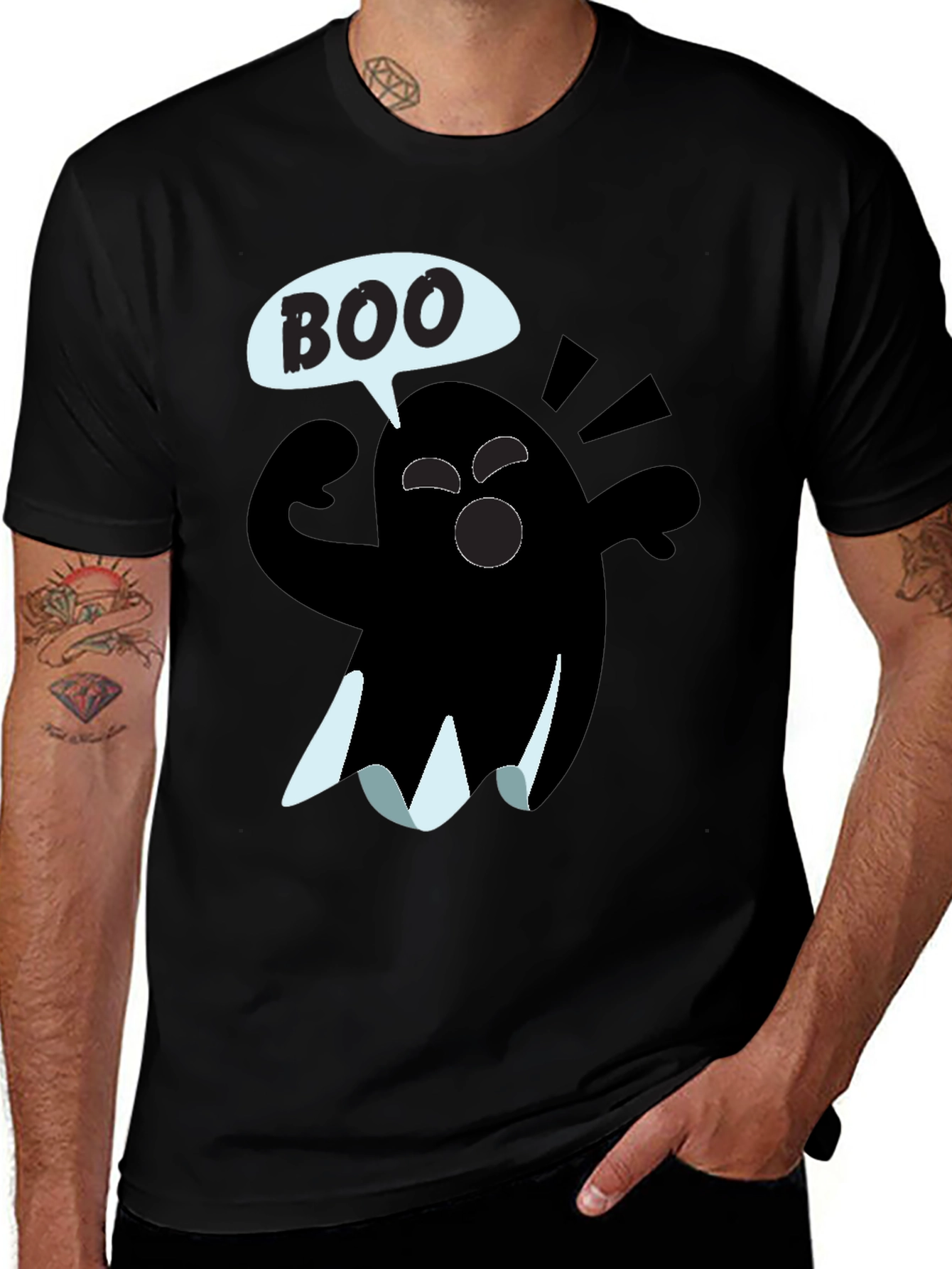 Variant 7 of Boo Ghost Graphic Tee - Halloween Shirt