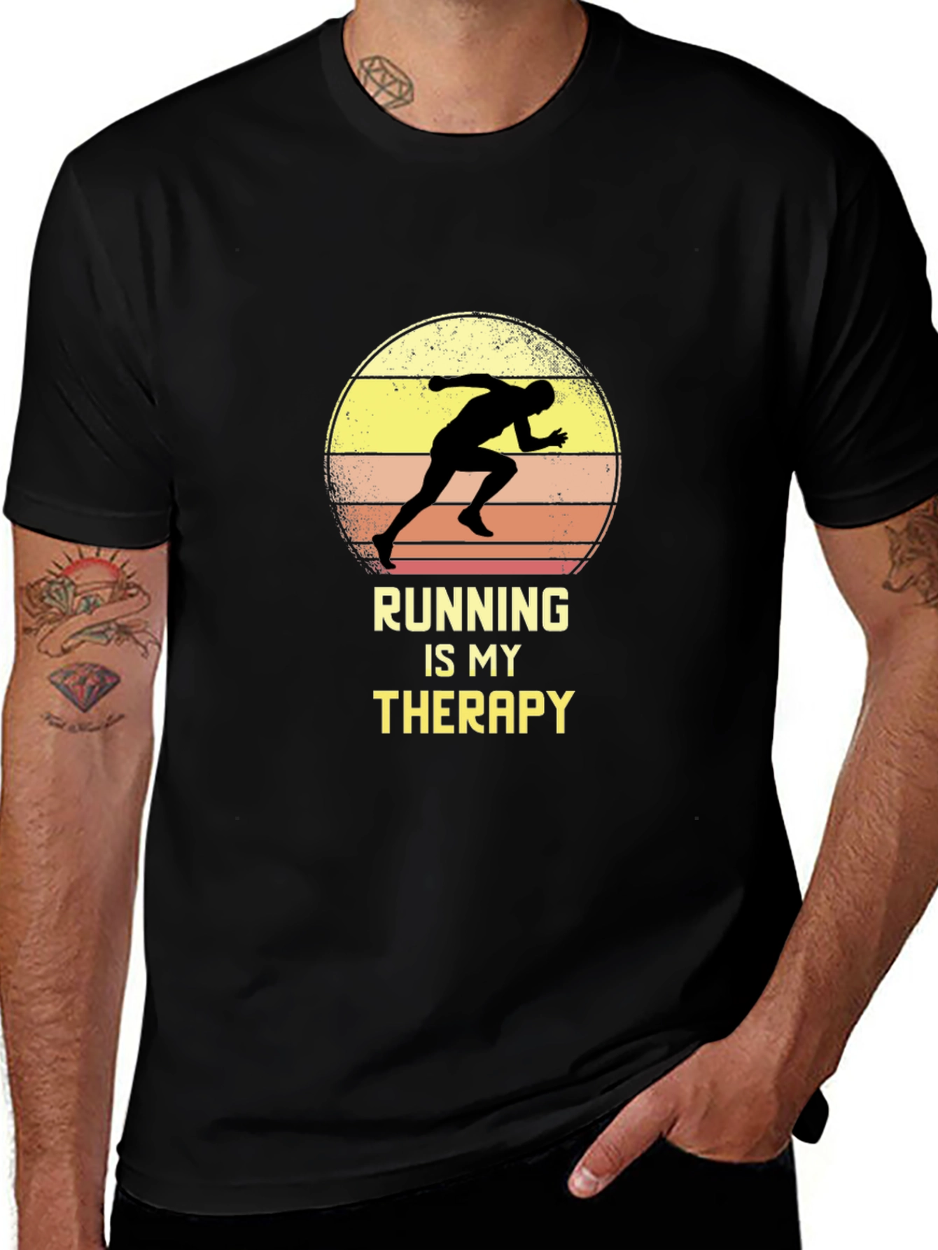 Running Is My Therapy T-Shirt - Black