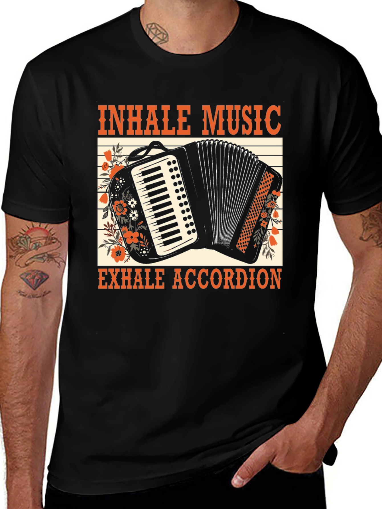 Variant 7 of Inhale Music Exhale Accordion Graphic Tee
