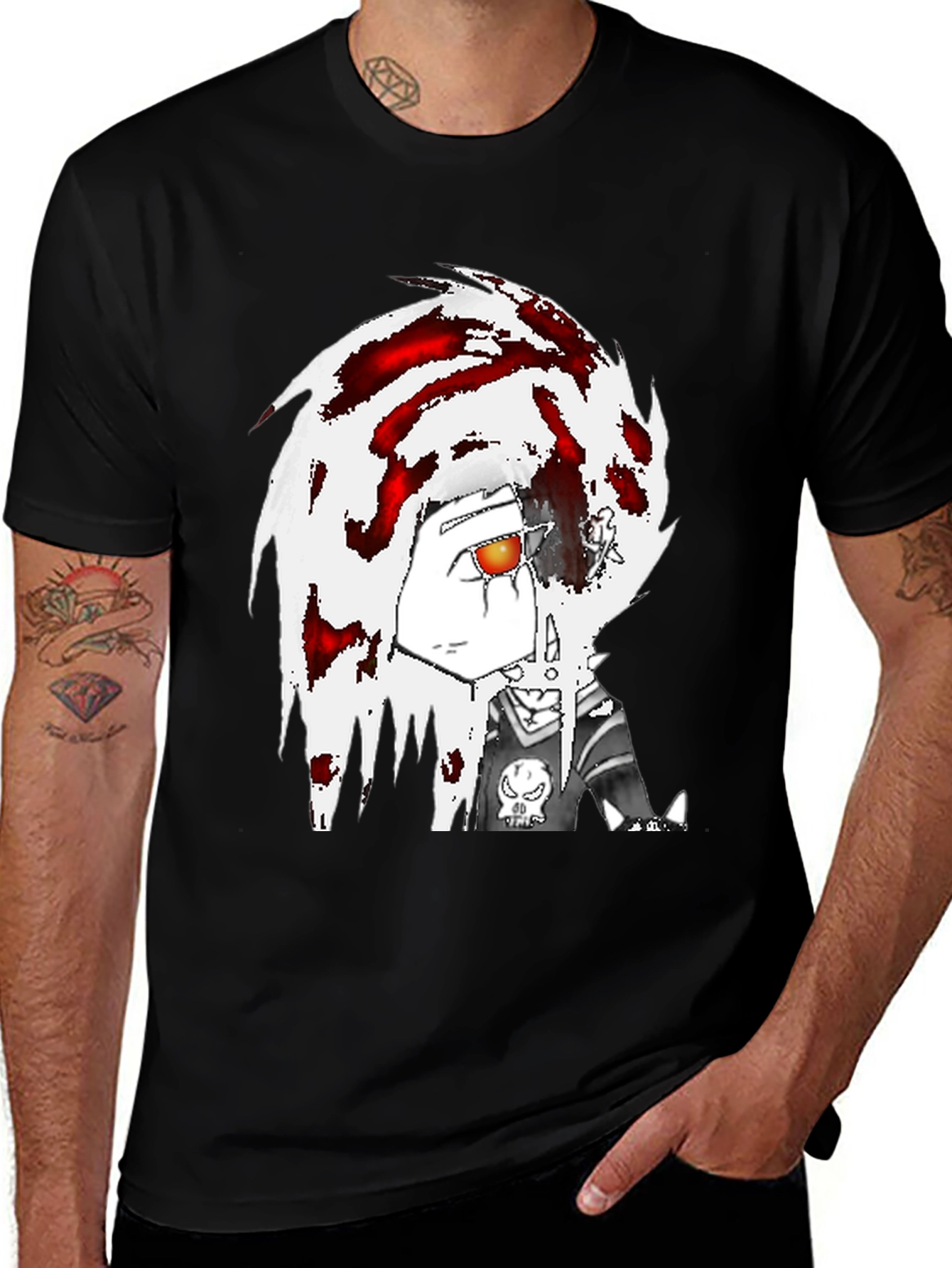 Variant 19 of Emo Anime Graphic Black T-Shirt