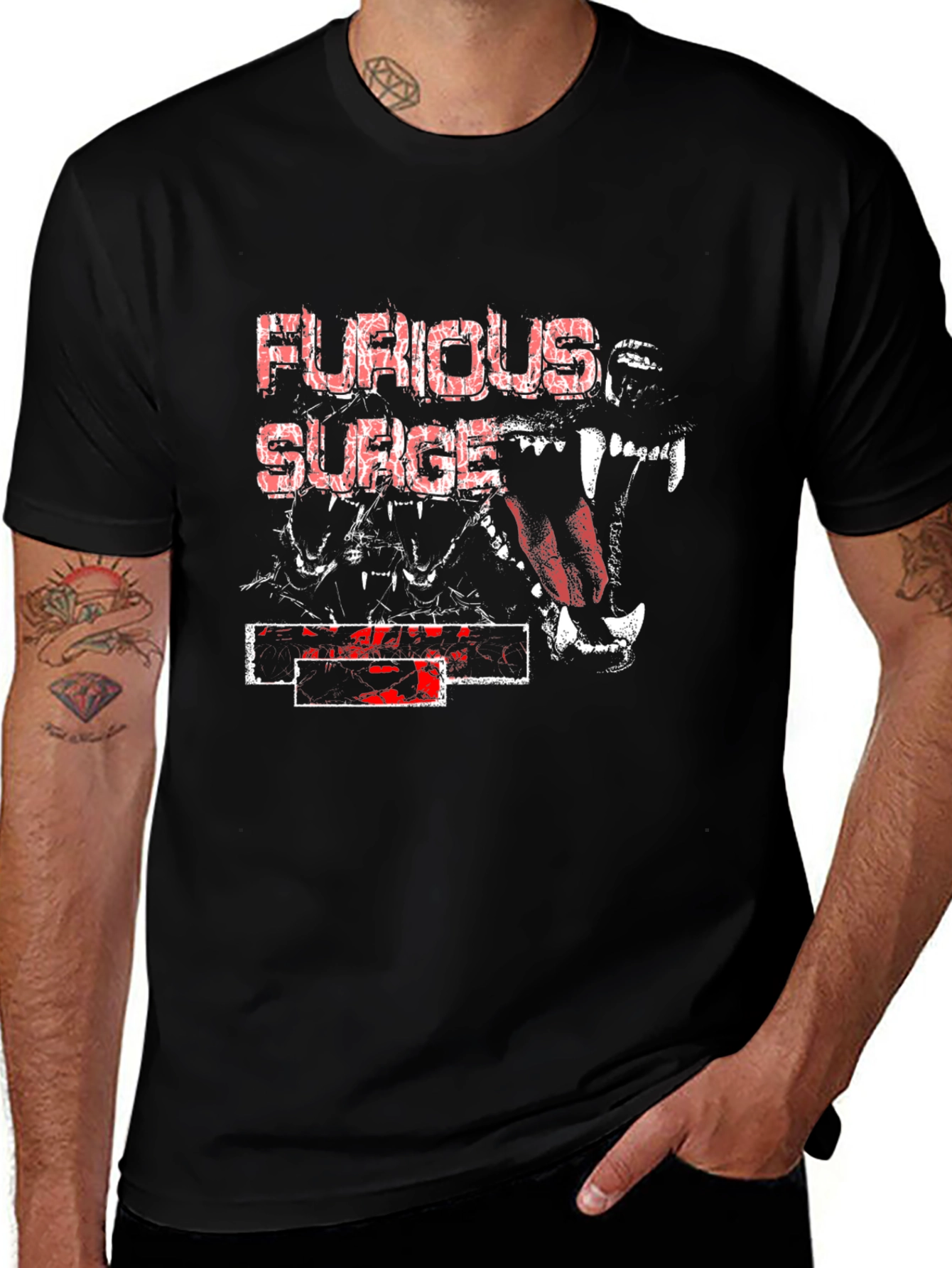 Variant 21 of Furious Surge Graphic Print Black T-Shirt