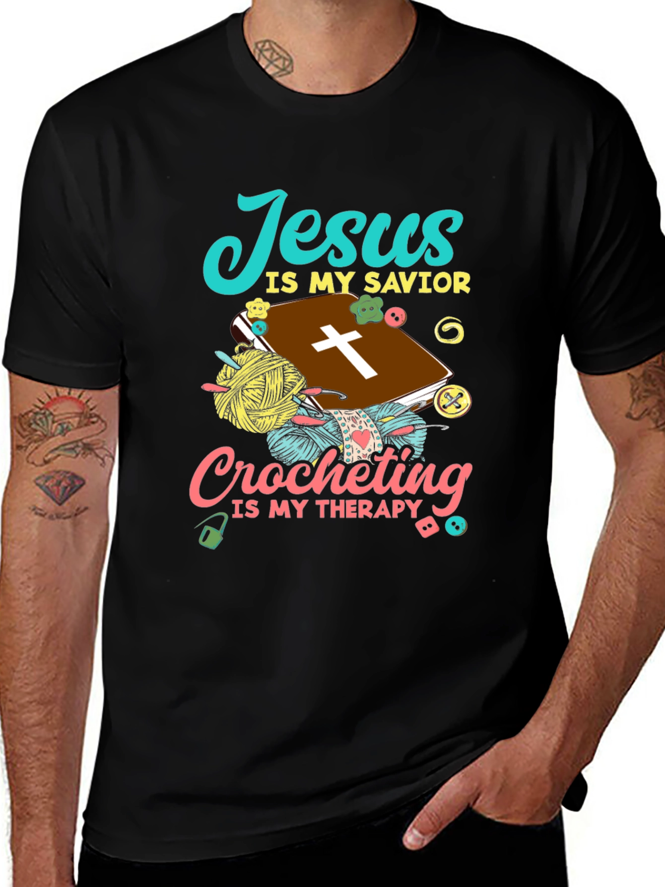 Jesus Is My Savior Crocheting Therapy T-Shirt