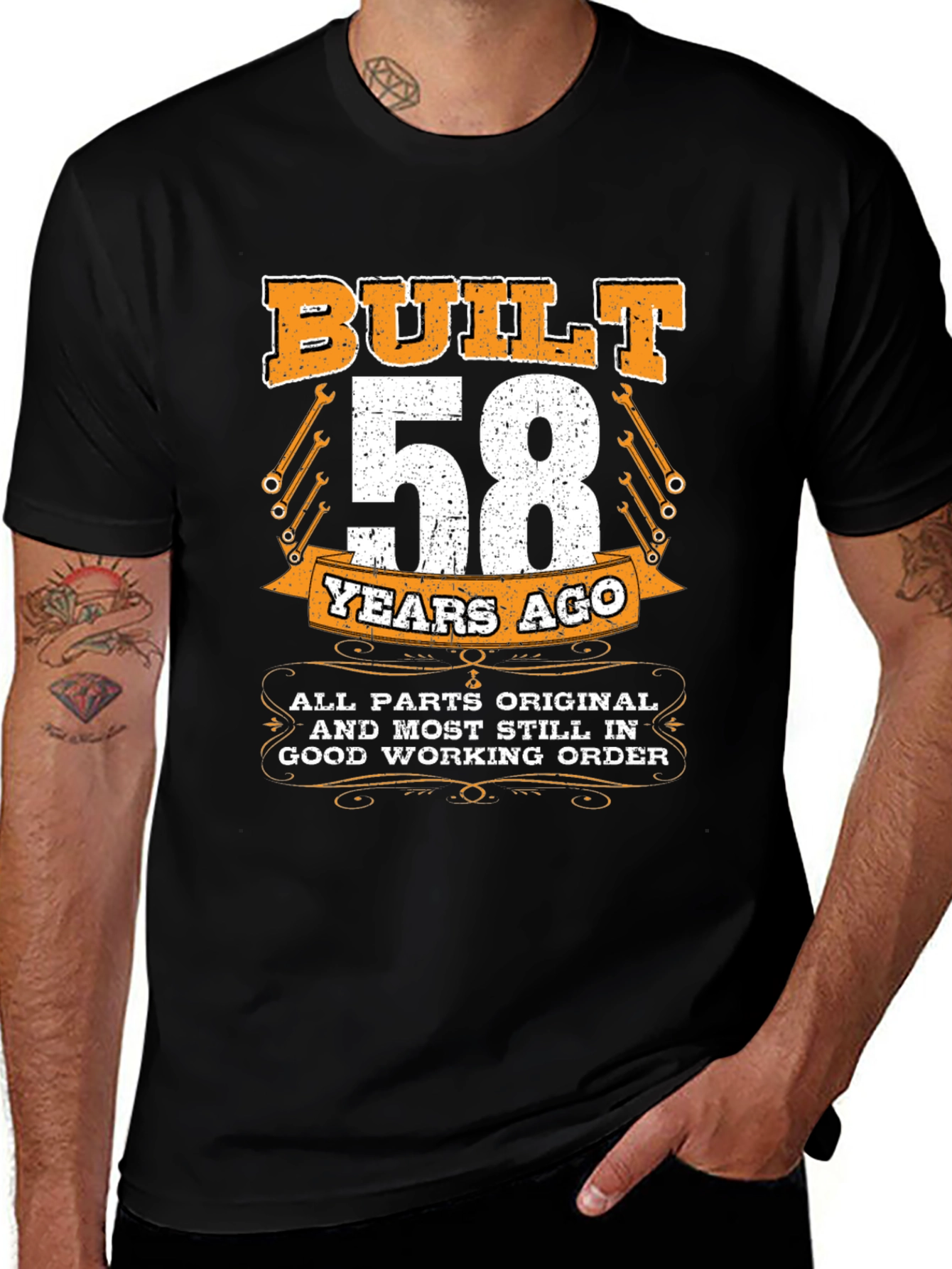 Black Built 58 Years Ago T-Shirt - All Original Parts main image