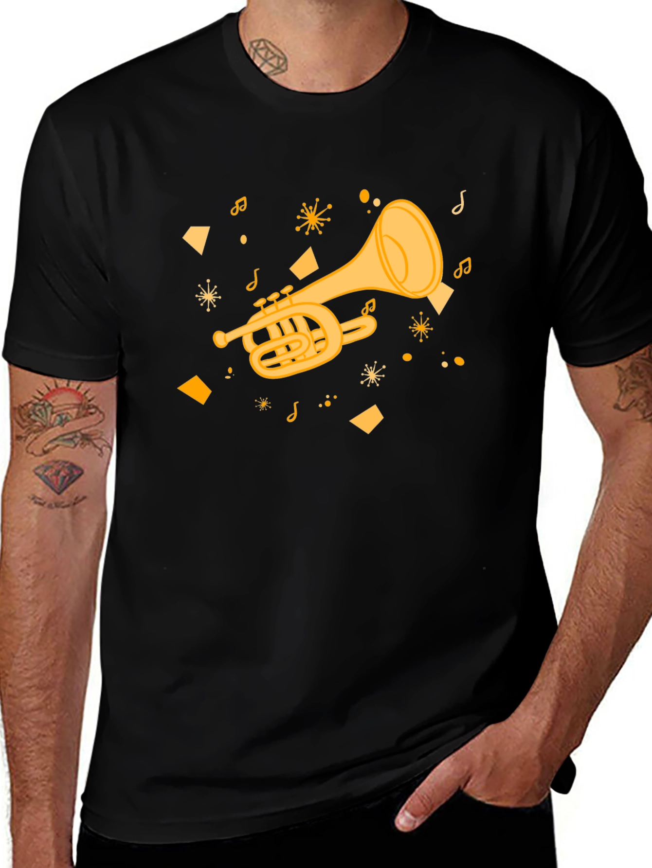 Variant 4 of Musical Trumpet Graphic Tee - Black