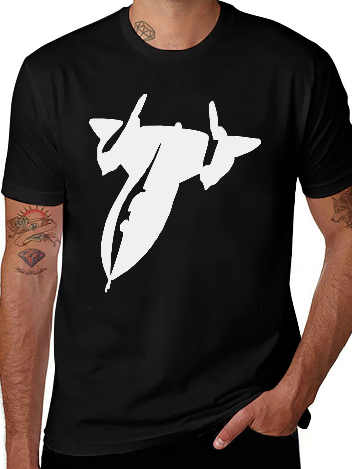 Variant 13 of Black T-Shirt with Spacecraft Graphic
