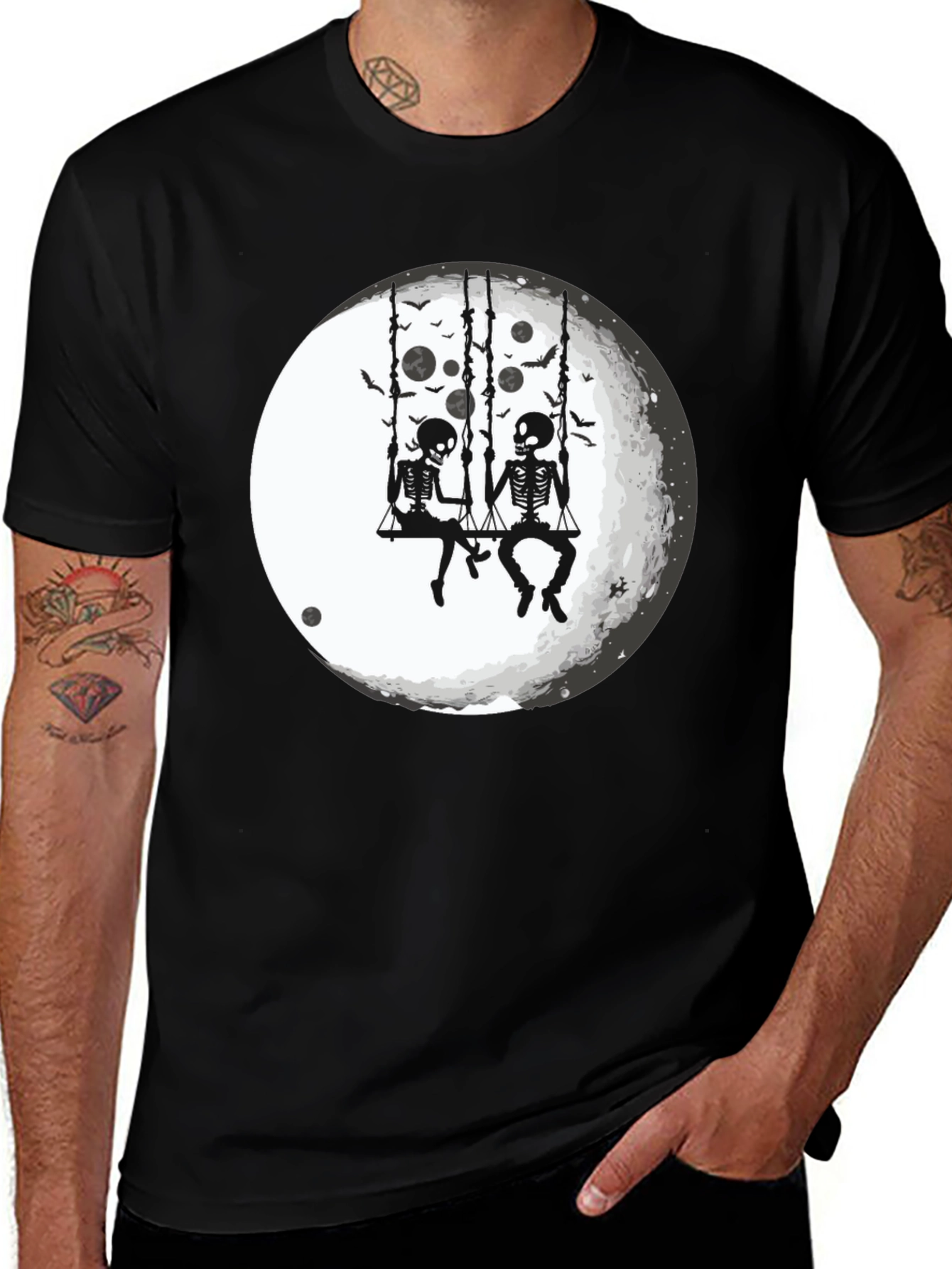 Variant 6 of Skeleton Moon Swing Graphic T-Shirt