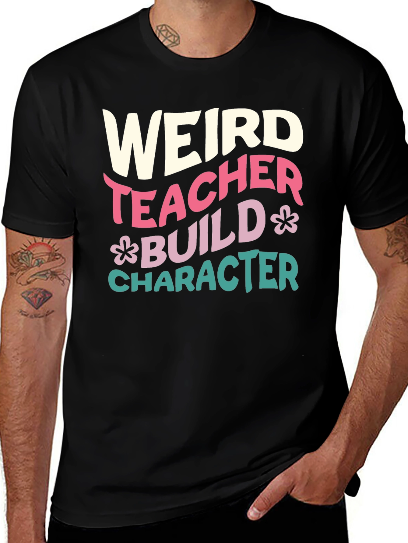 Variant 16 of Weird Teacher T-Shirt - Build Character Graphic Tee