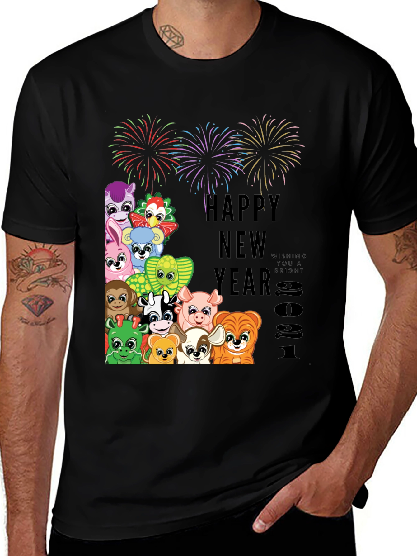 Happy New Year 2021 Zodiac Animals Graphic T-Shirt