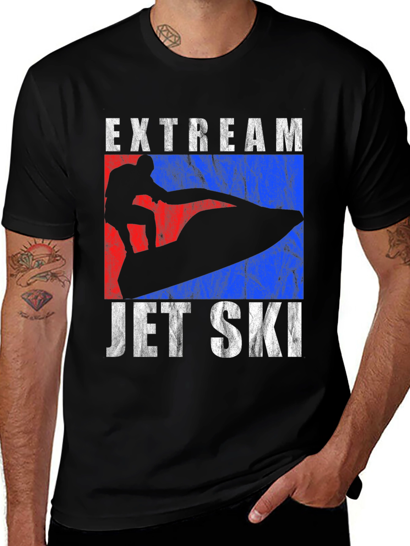 Variant 4 of Extream Jet Ski T-Shirt: Black Crew Neck Tee