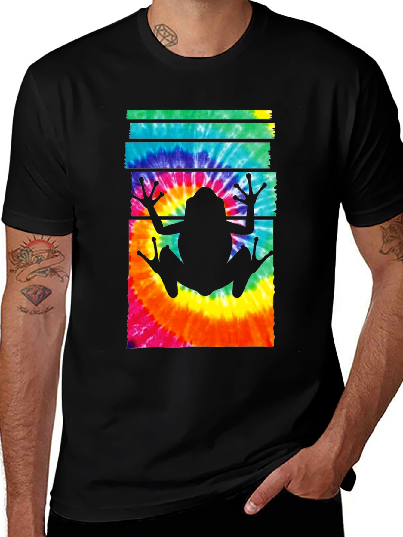 Variant 3 of Tie Dye Frog Graphic Tee - Trendy Casual Style