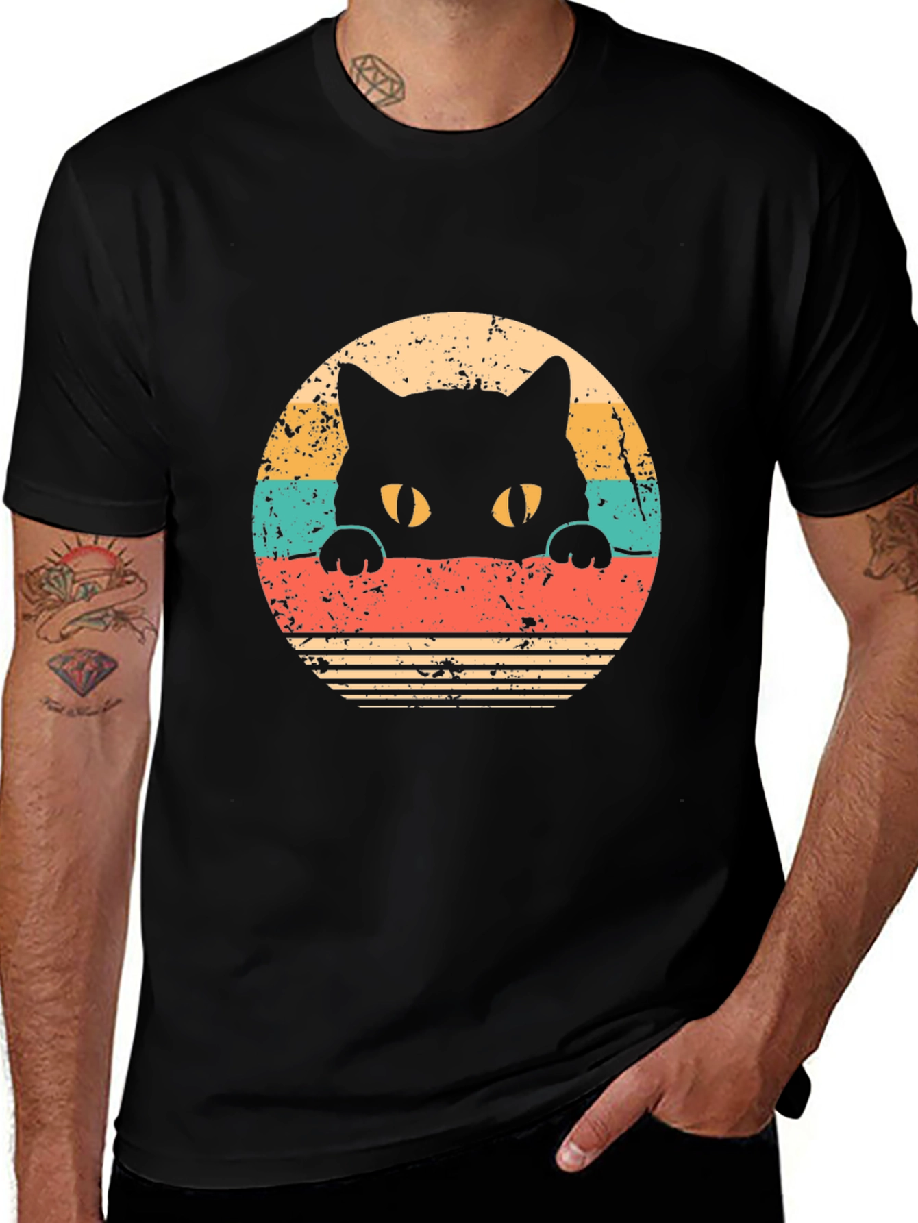Variant 5 of Retro Cat Graphic T-Shirt